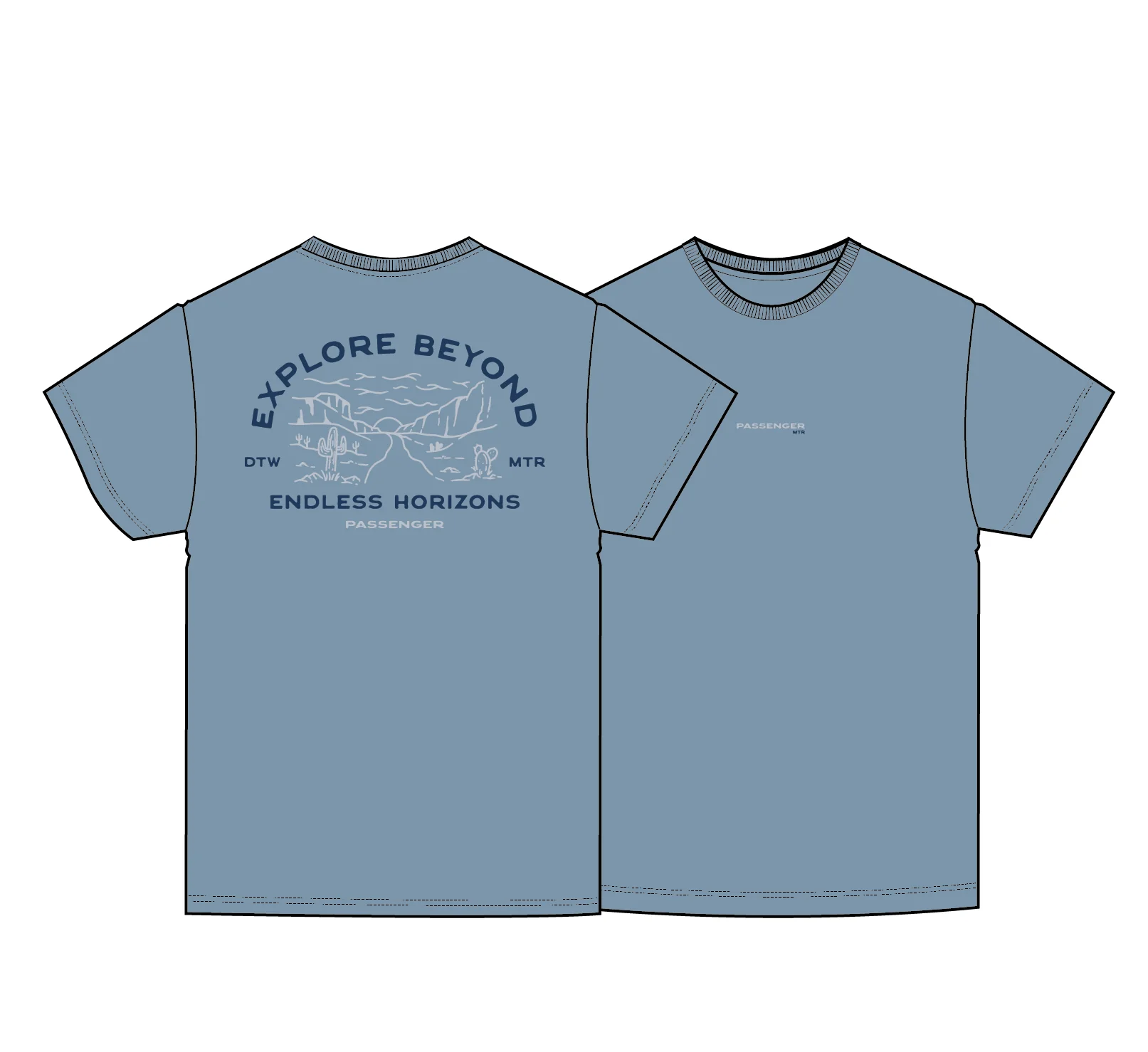 Horizons T-Shirt - Faded Denim - Image 9