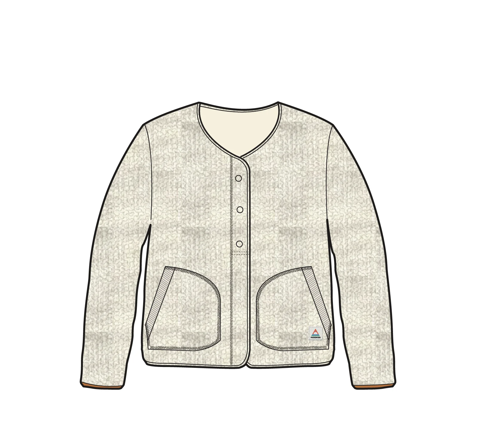 Iris Collarless Fleece Jacket - Oatmeal - Image 8