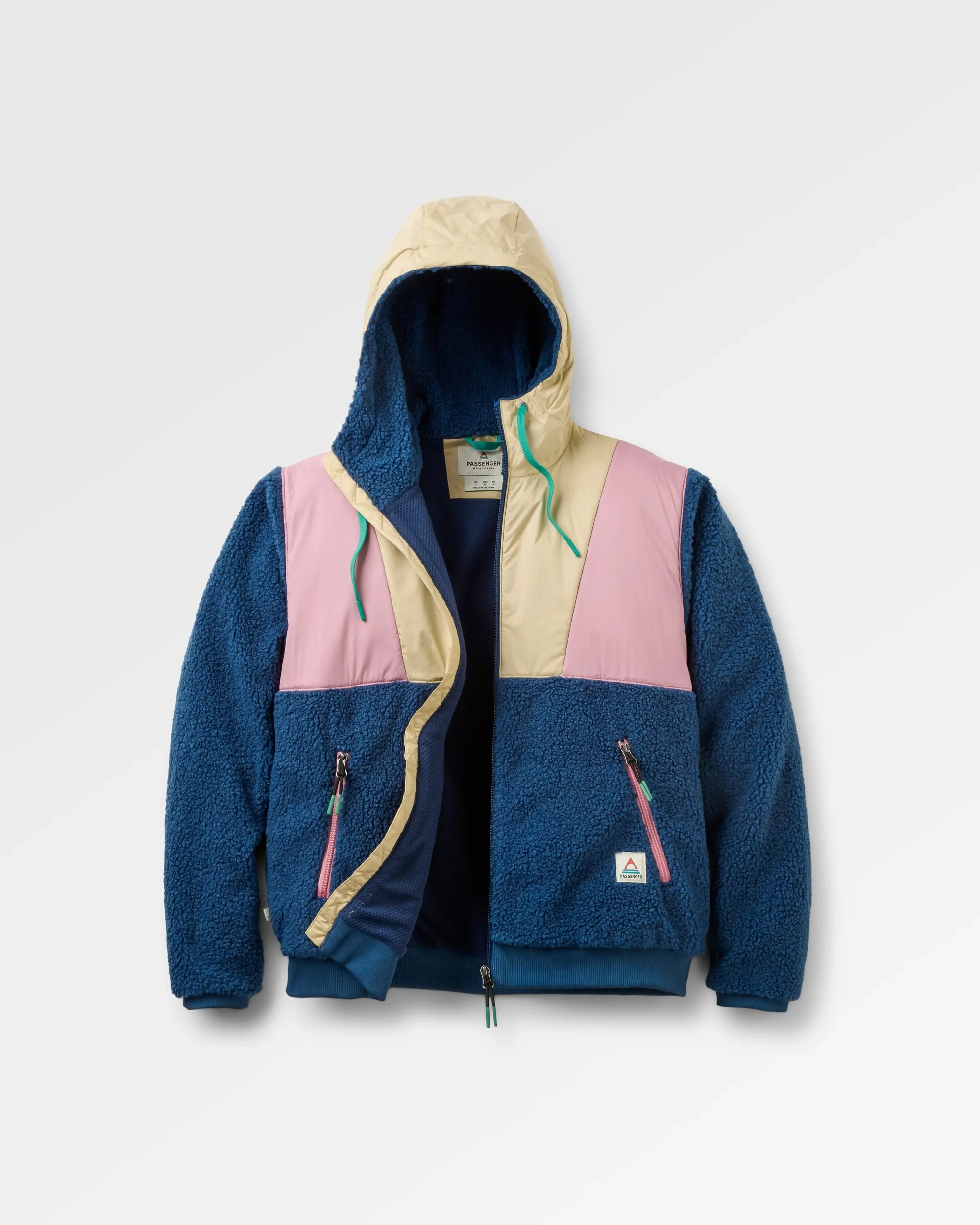 Joy Full Zip Hooded Sherpa Fleece - Dark Denim/Feather - Image 2
