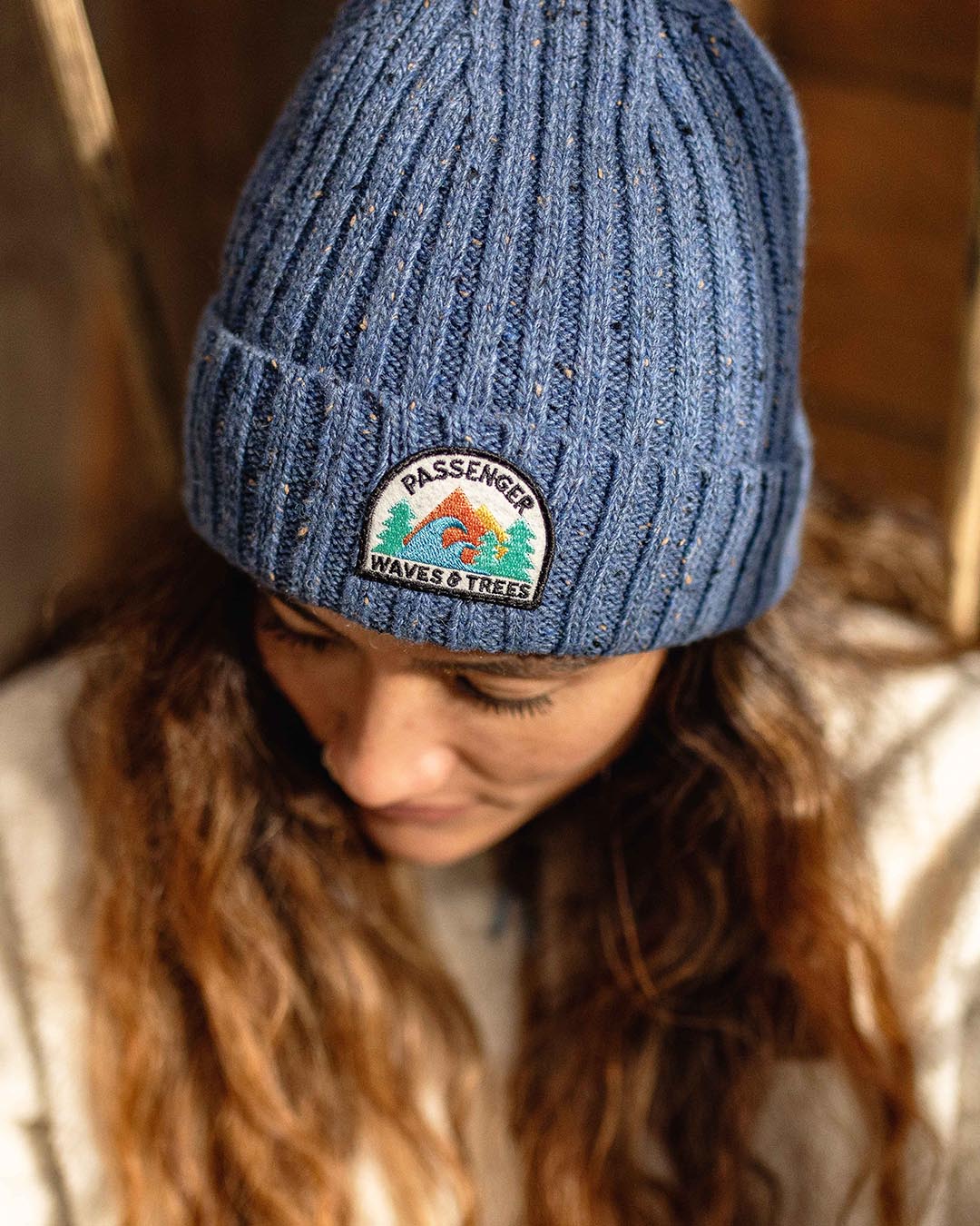 Katira Rib Knit Beanie - Blue Coral - Image 2