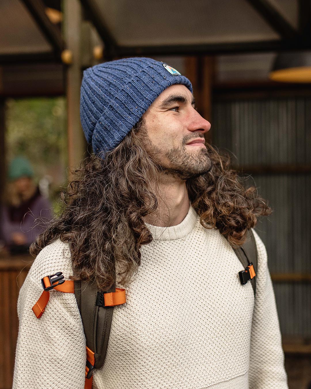 Katira Rib Knit Beanie - Blue Coral - Image 5