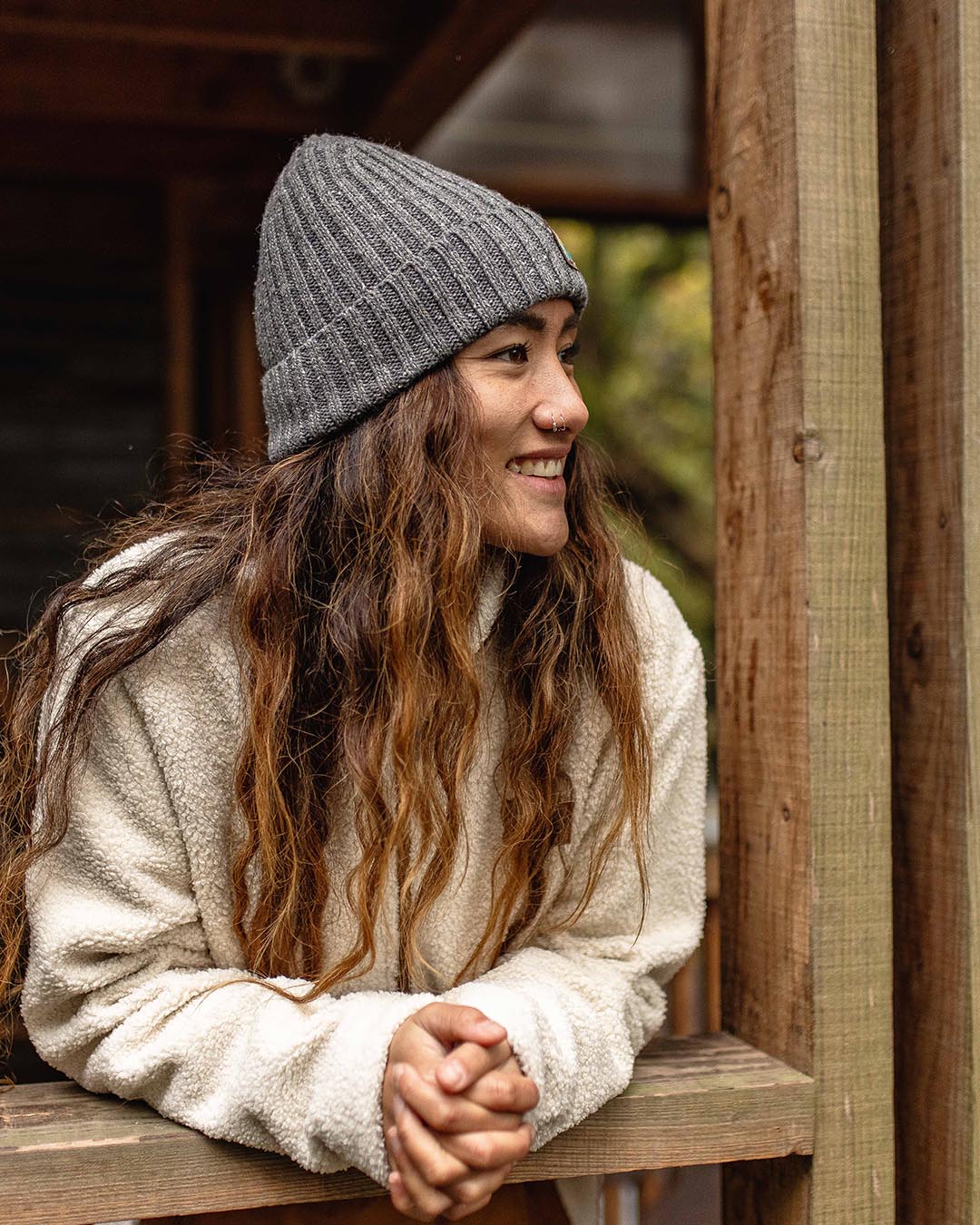 Katira Rib Knit Beanie - Charcoal - Image 5