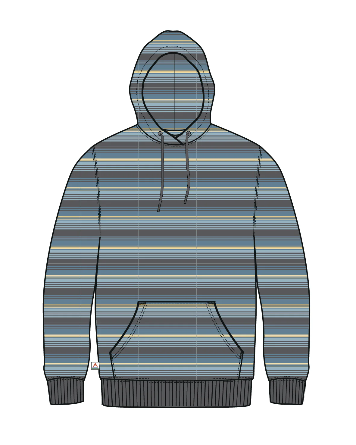 Lagoon Loopback Relaxed Fit Hoodie - Multi Blue Stripe - Image 7