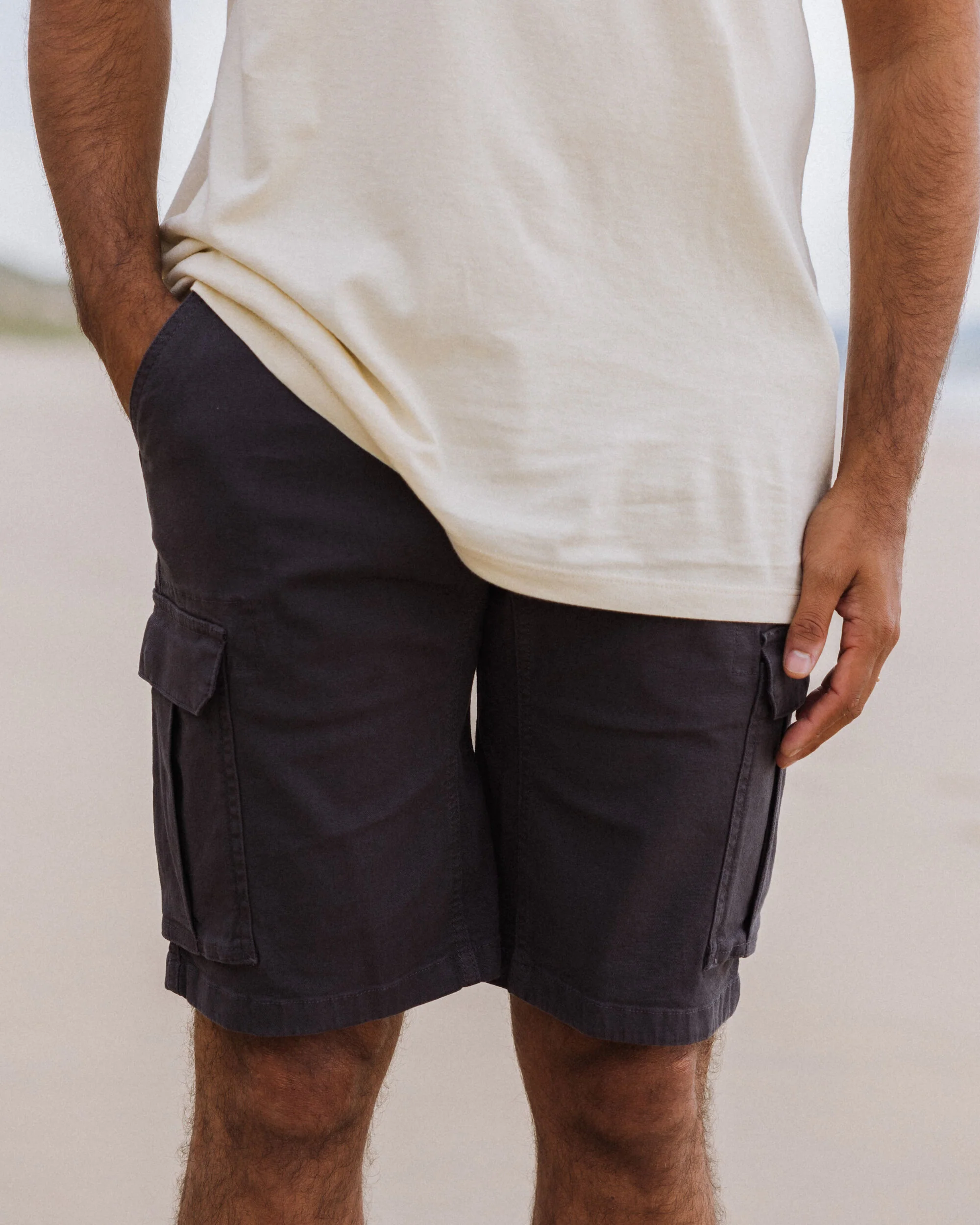 Lakeside Cargo Cotton Short - Faded Black - Image 3