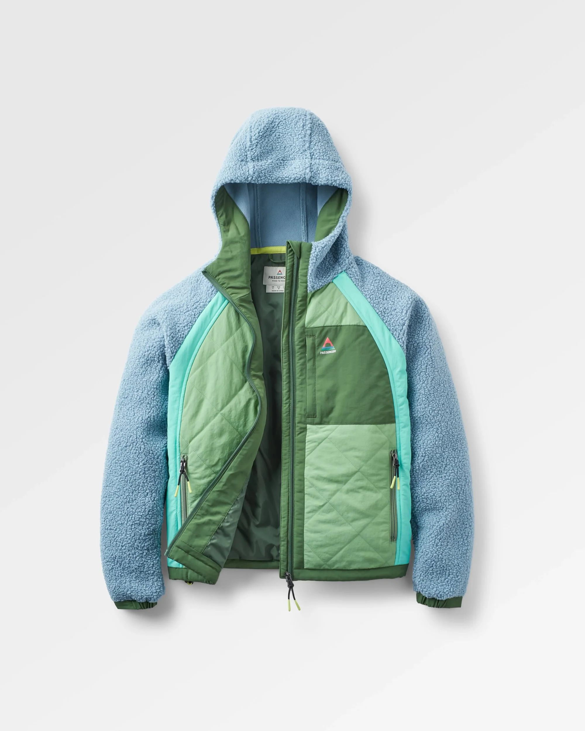 Lara Quilted Jacket - Faded Denim/Stem Green - Image 2