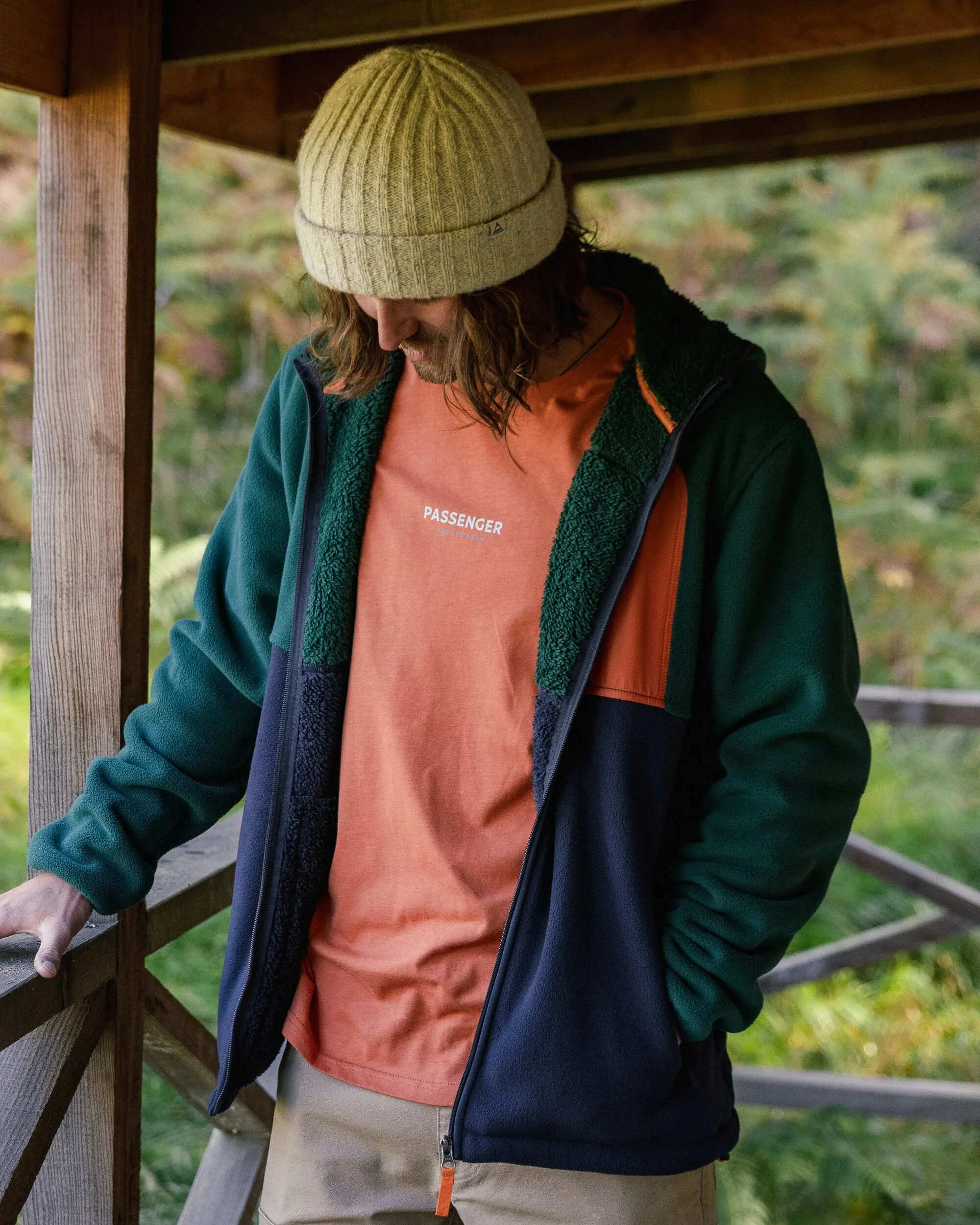 Loch Hooded Polar Fleece - Rain Forest/Rich Navy - Image 4