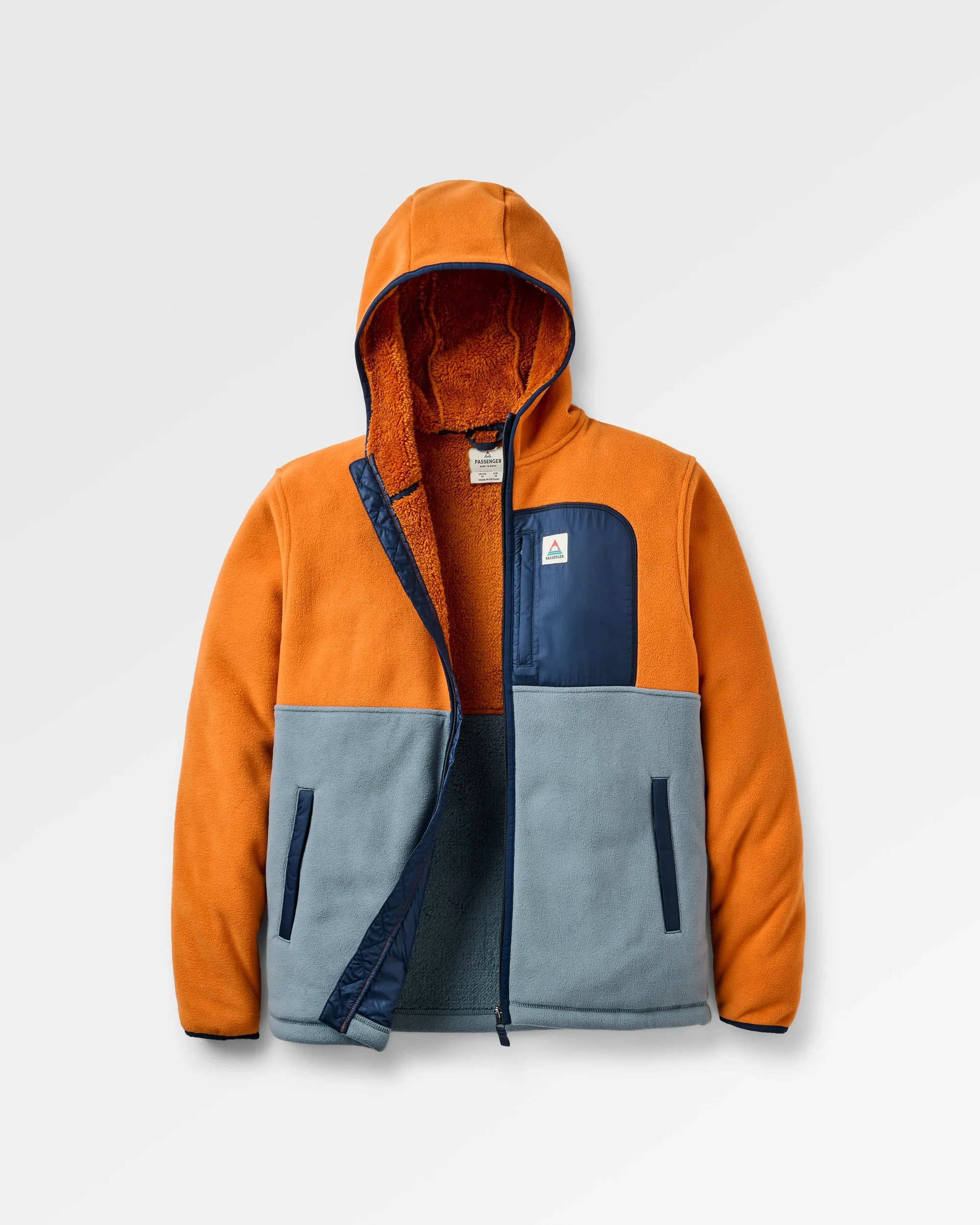 Loch Hooded Polar Fleece - Sunset Orange/Storm Grey - Image 2