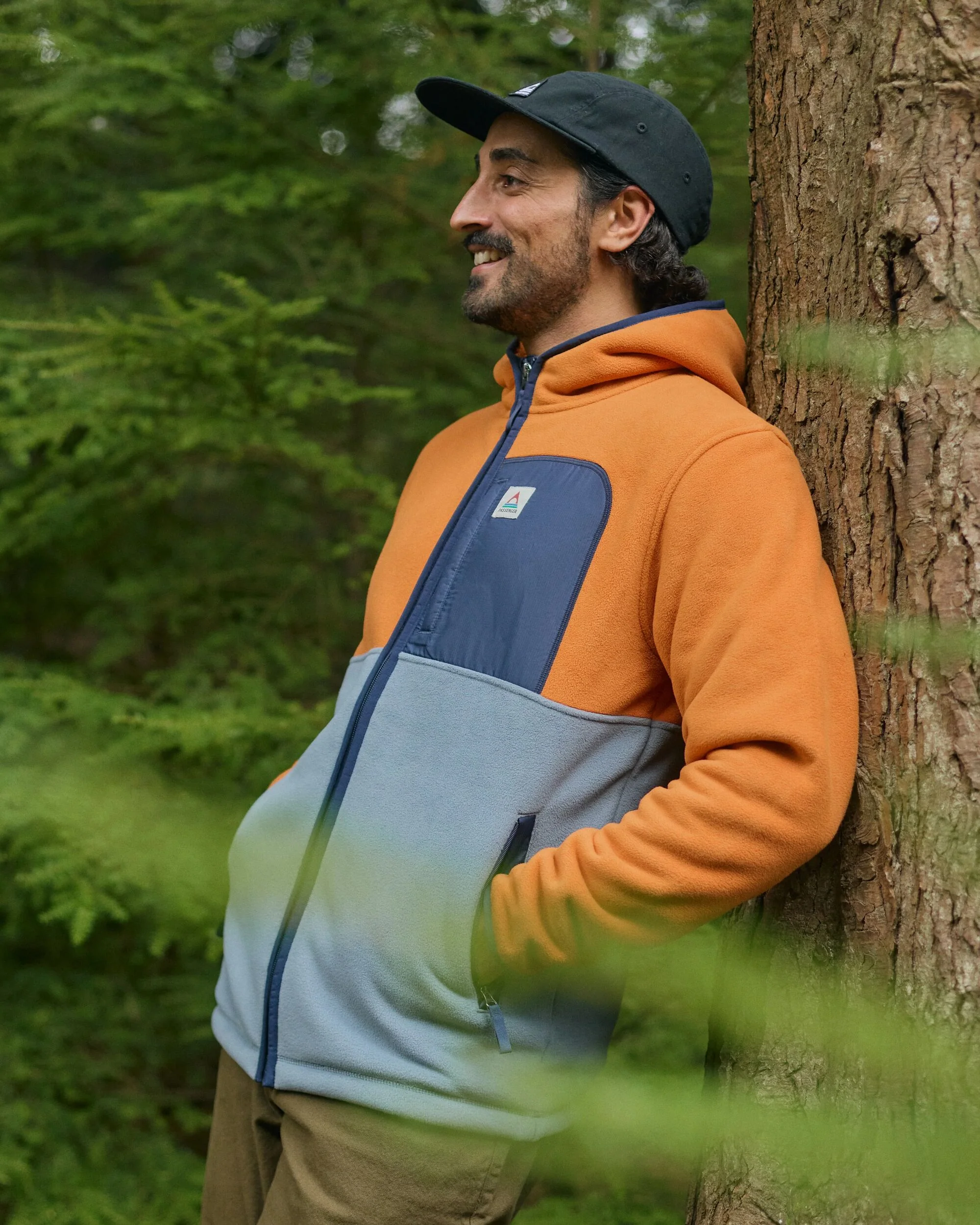 Loch Hooded Polar Fleece - Sunset Orange/Storm Grey - Image 4
