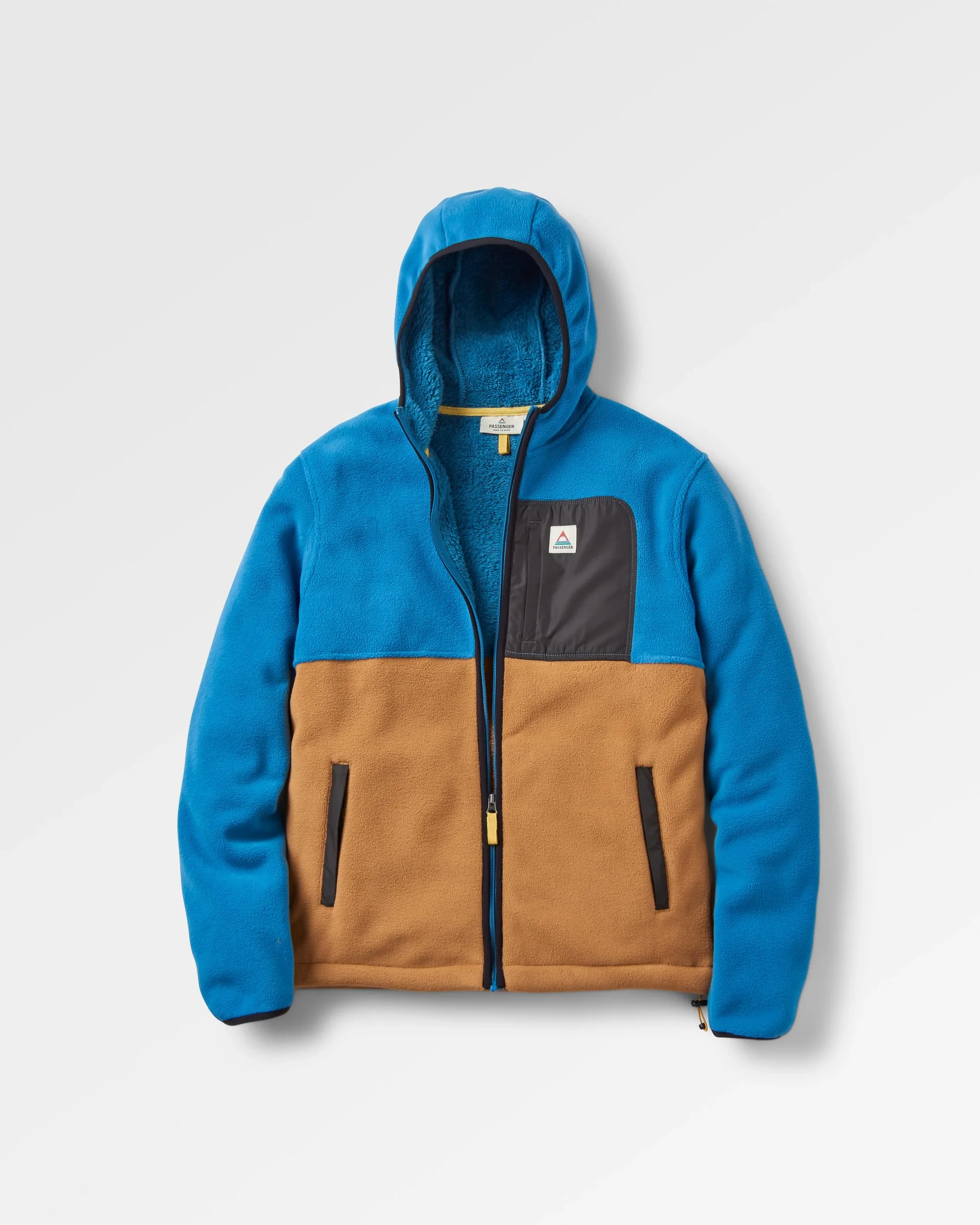 Loch Hooded Polar Fleece - Toffee/Blue Steel - Image 2