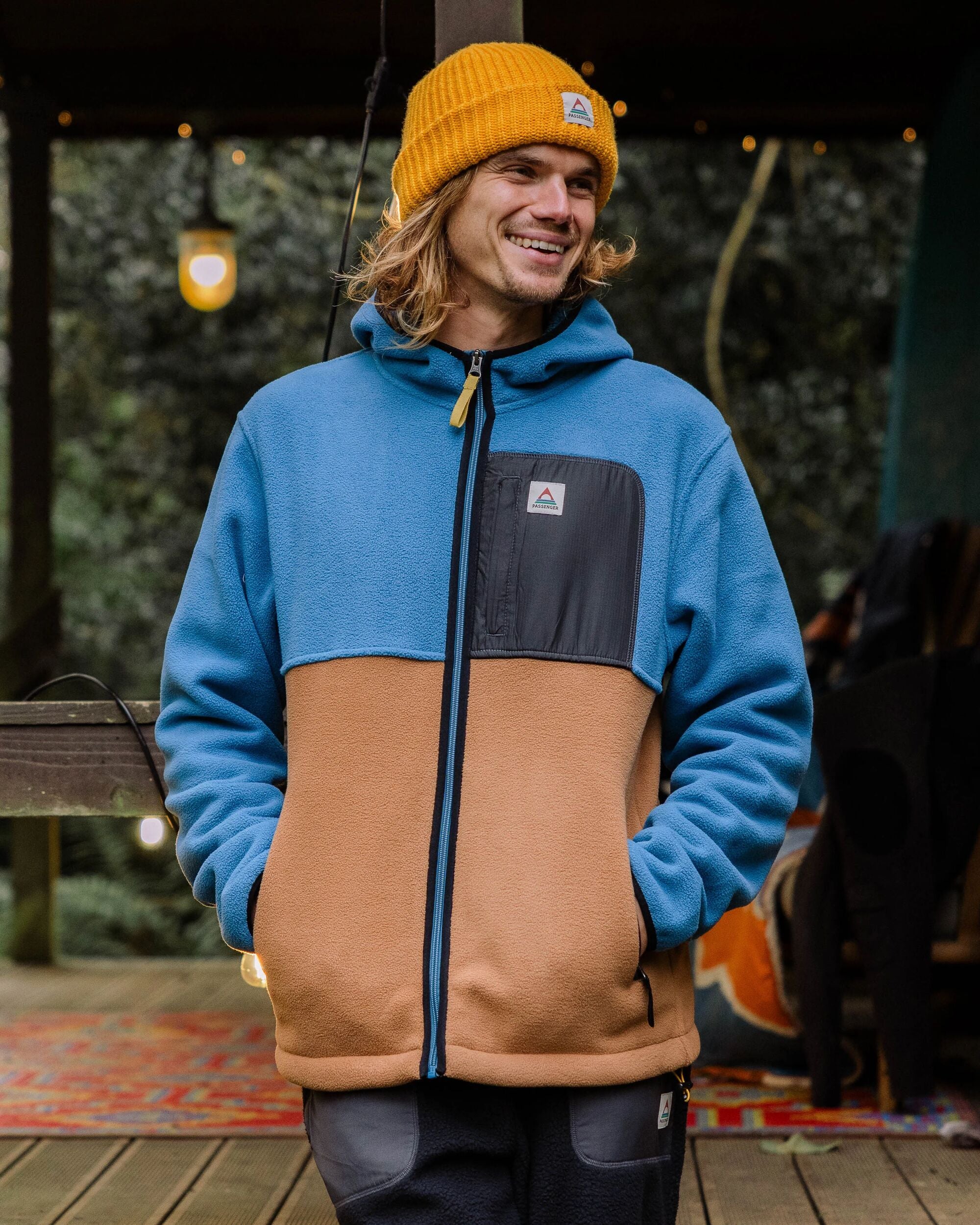 Loch Hooded Polar Fleece - Toffee/Blue Steel - Image 3
