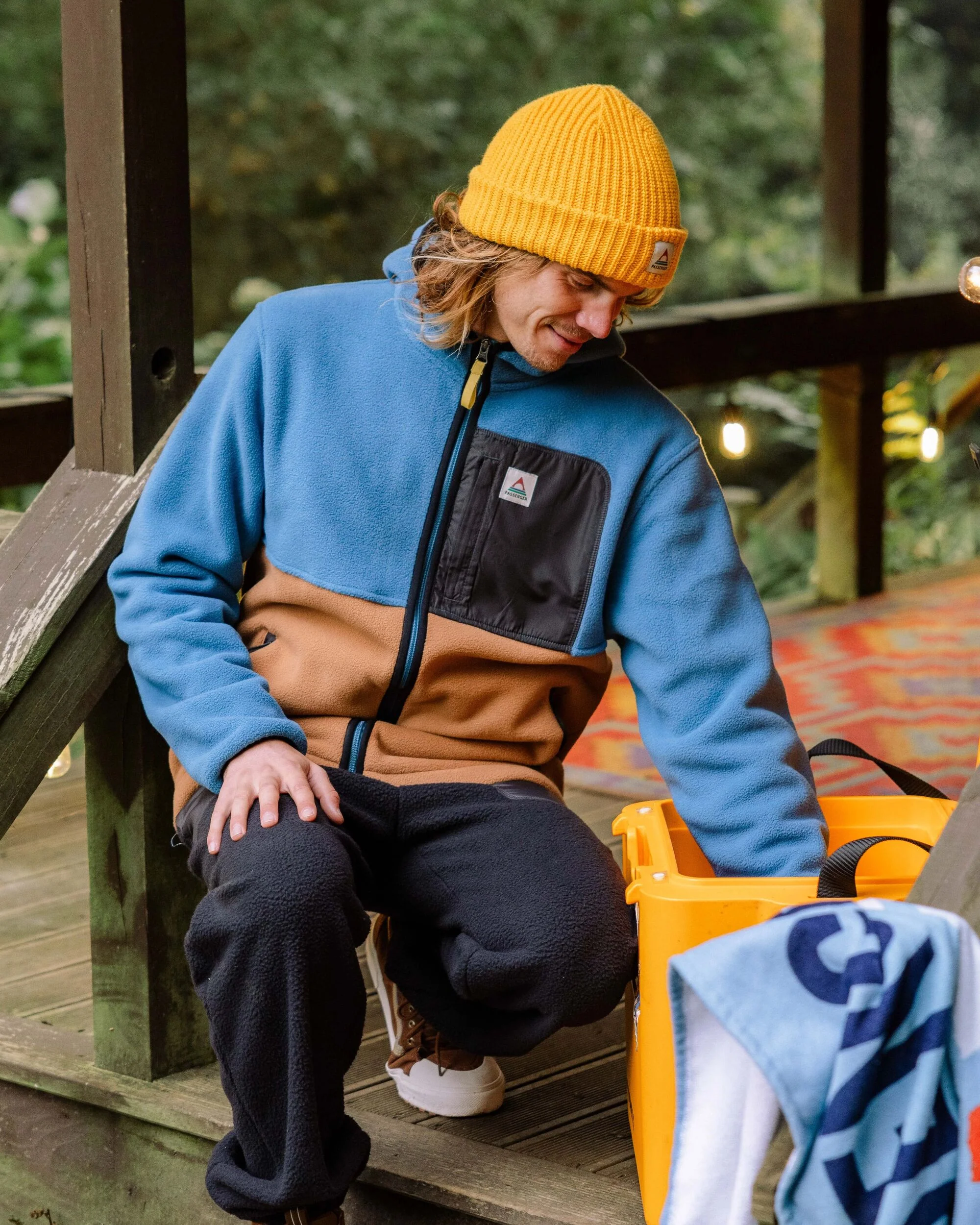 Loch Hooded Polar Fleece - Toffee/Blue Steel - Image 4