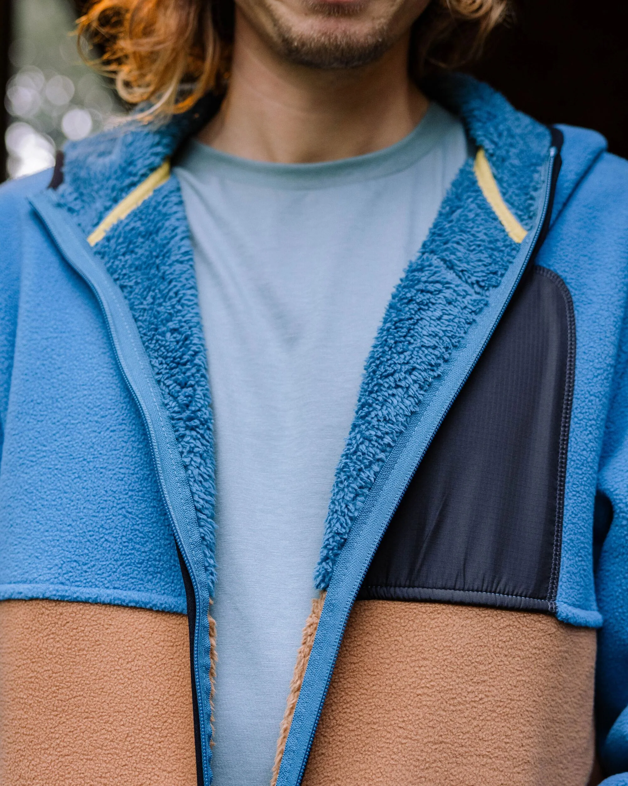 Loch Hooded Polar Fleece - Toffee/Blue Steel - Image 5