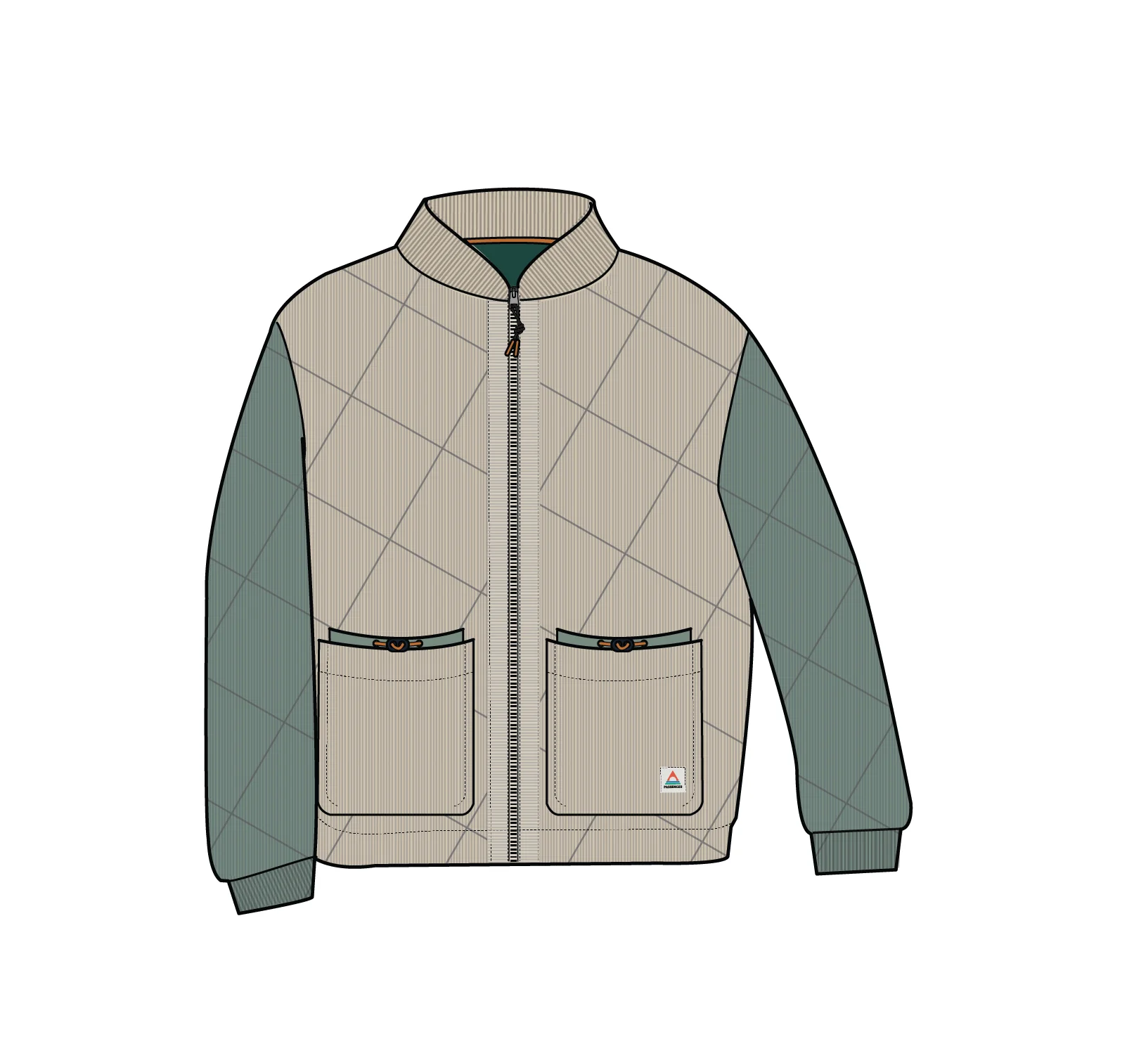 Lucia Quilted Cord Jacket - Stone/Pistachio - Image 9
