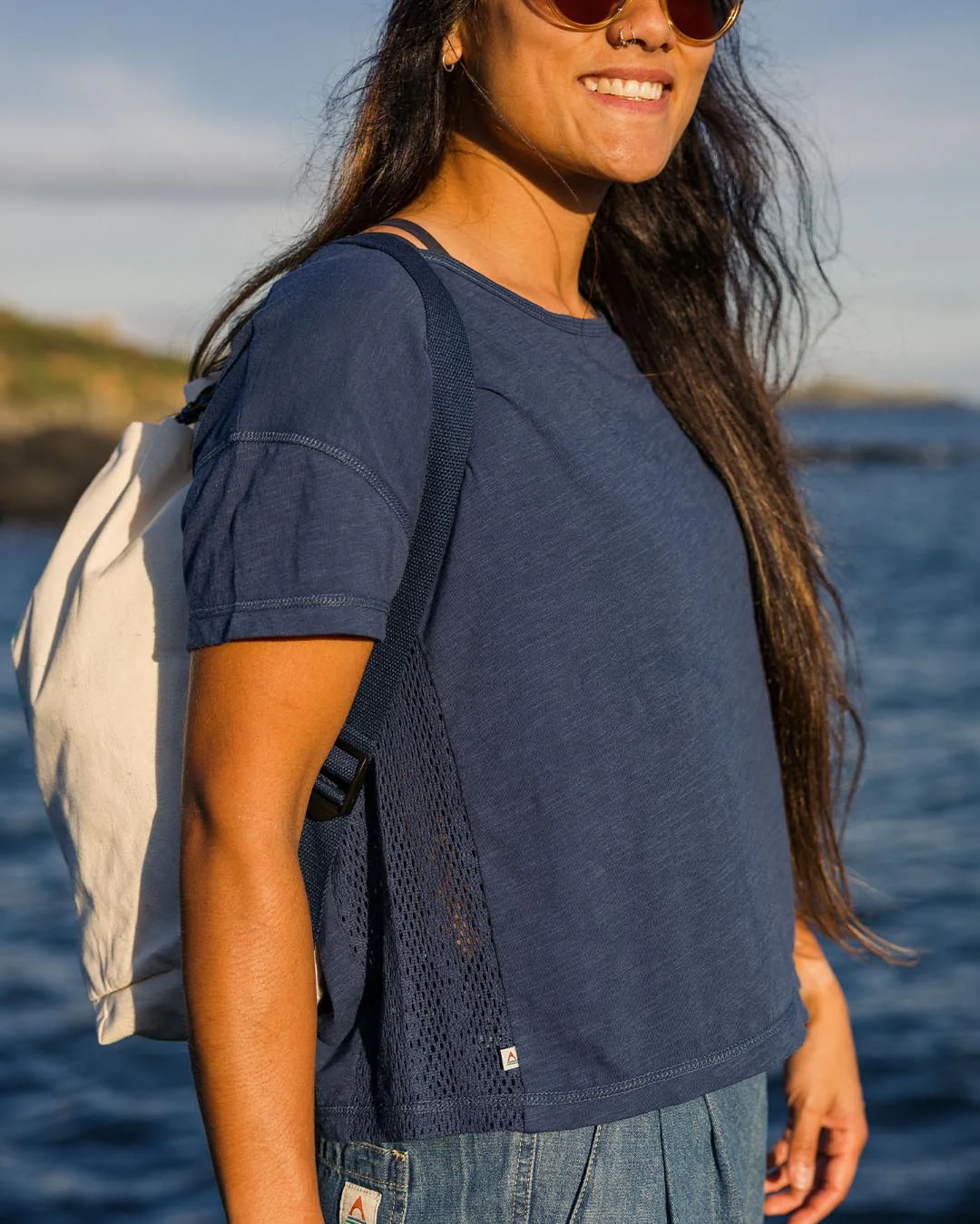 Magnolia Crochet Trim T-Shirt - Dark Denim - Image 2