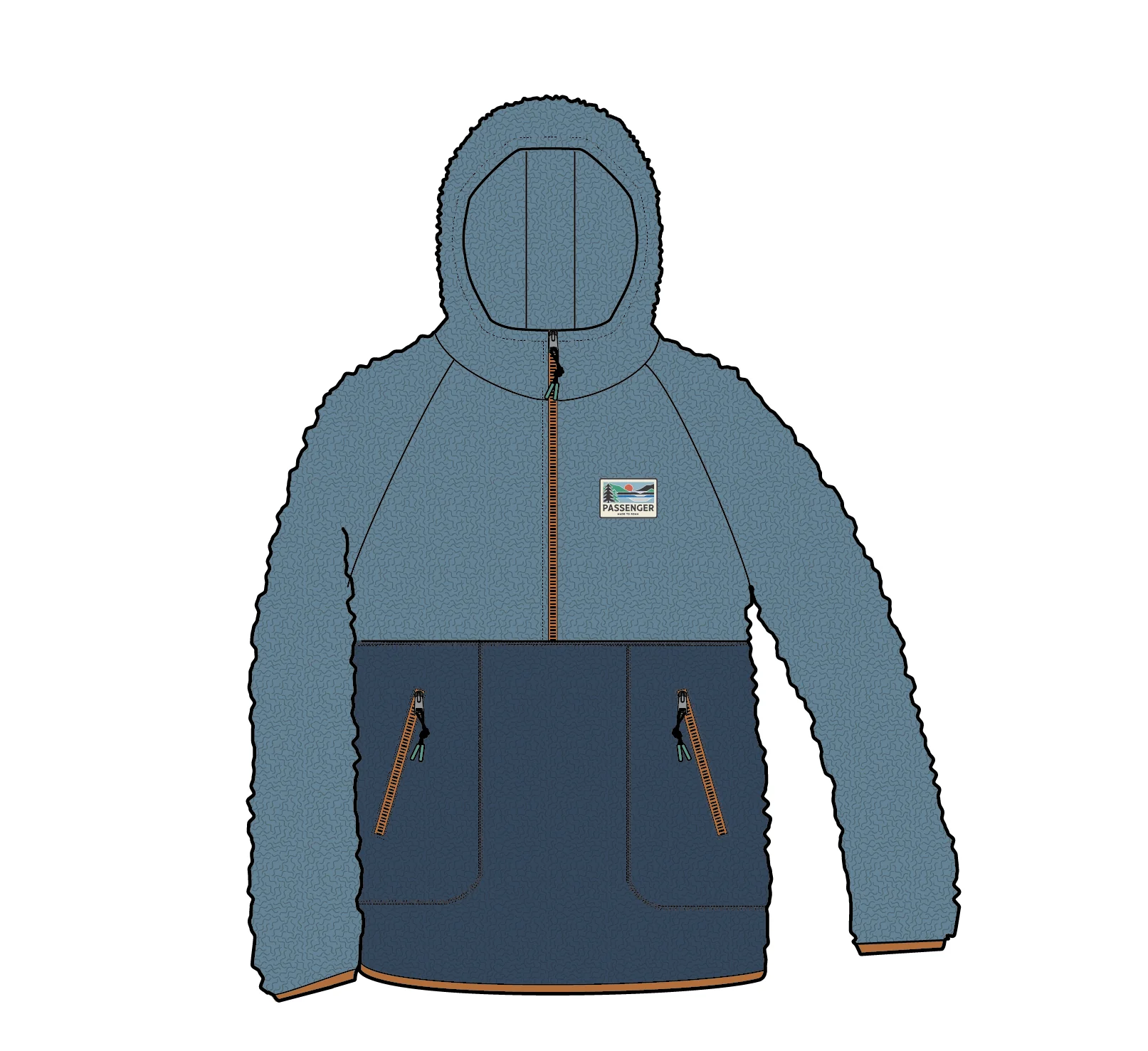 Maine 1/2 Zip Sherpa Fleece - Stormy Blue/Dark Denim - Image 7