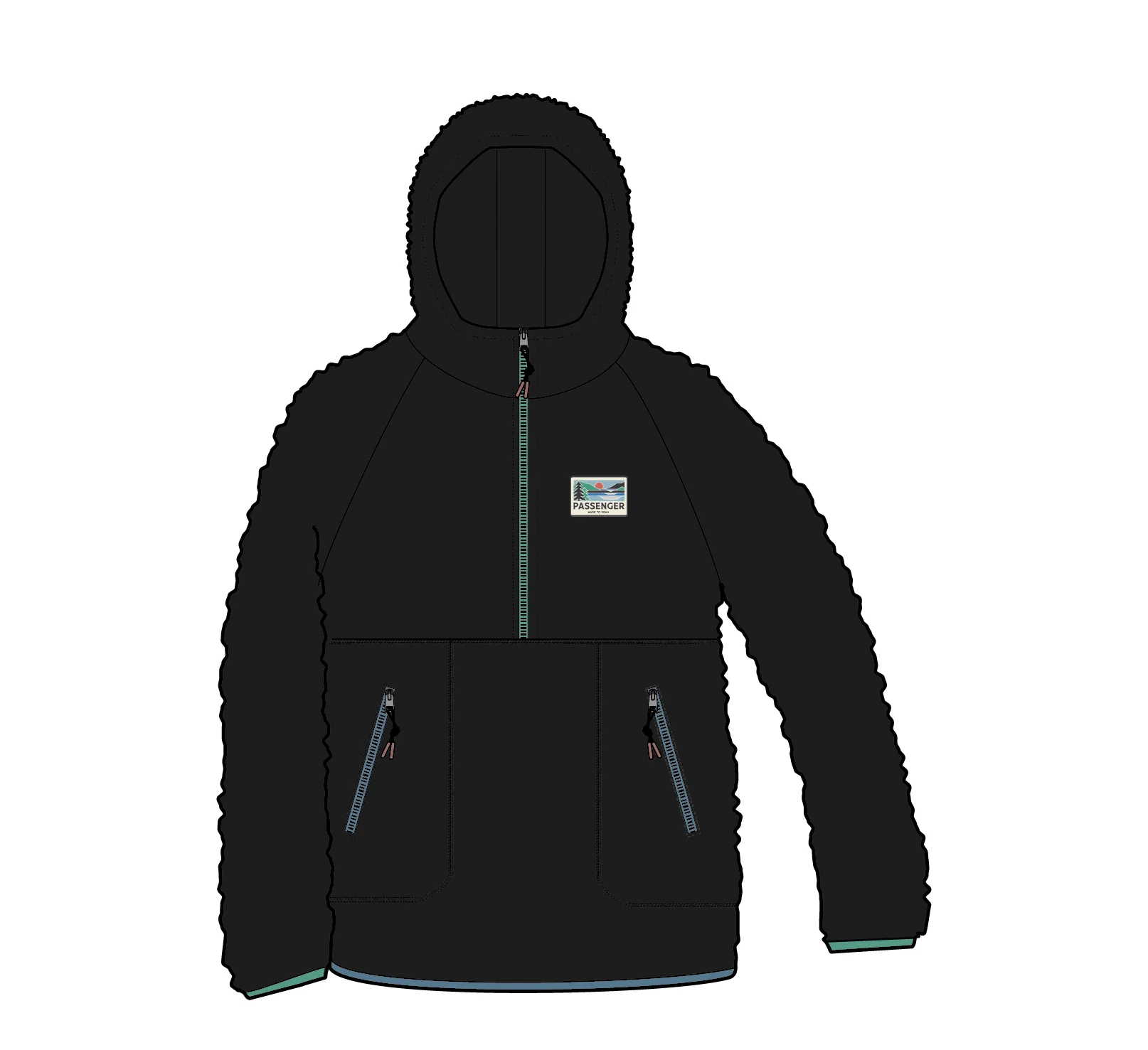 Maine 1/2 Zip Sherpa Fleece - Black - Image 6