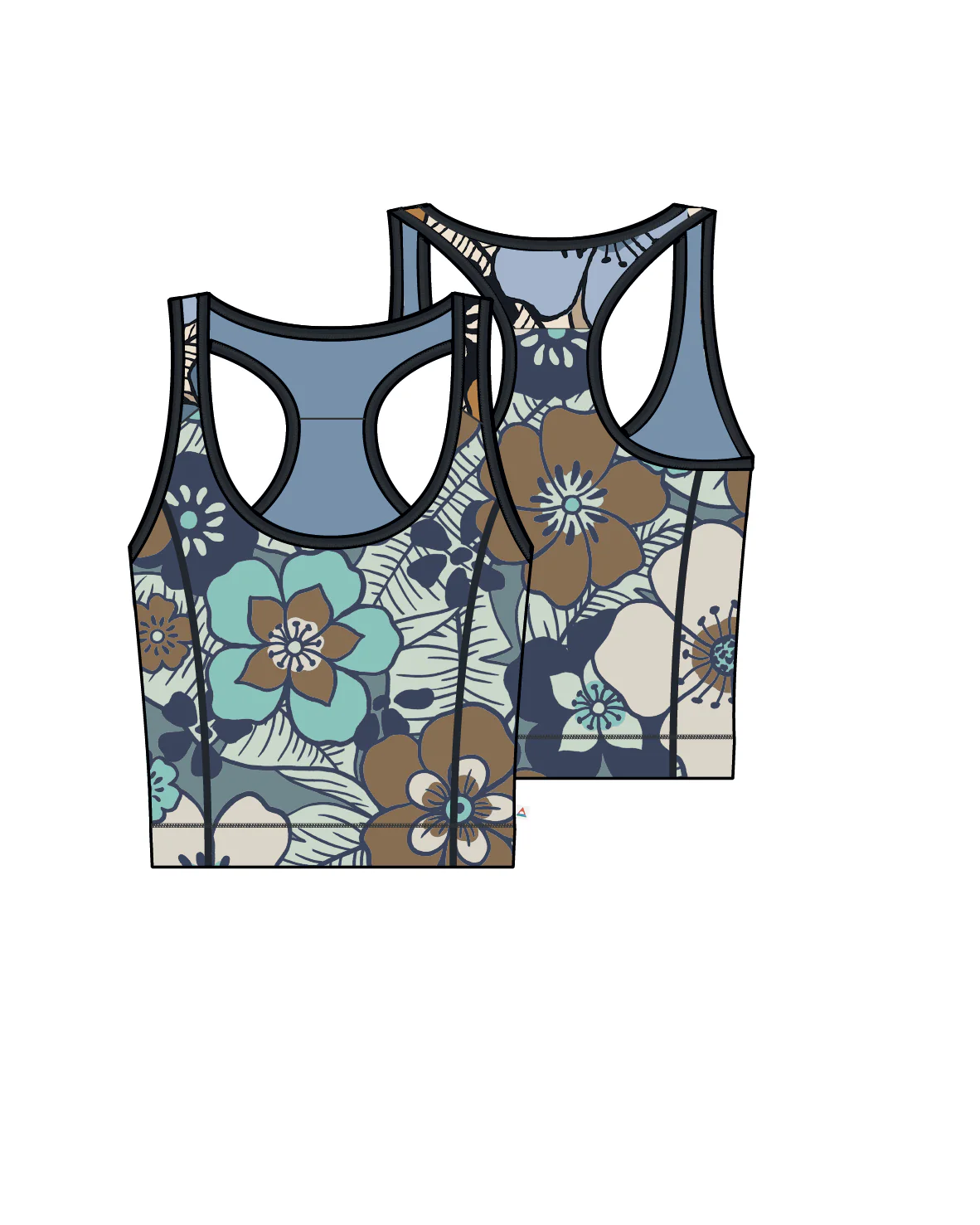 Mantra Active Crop Top - Vintage Floral Aqua - Image 10