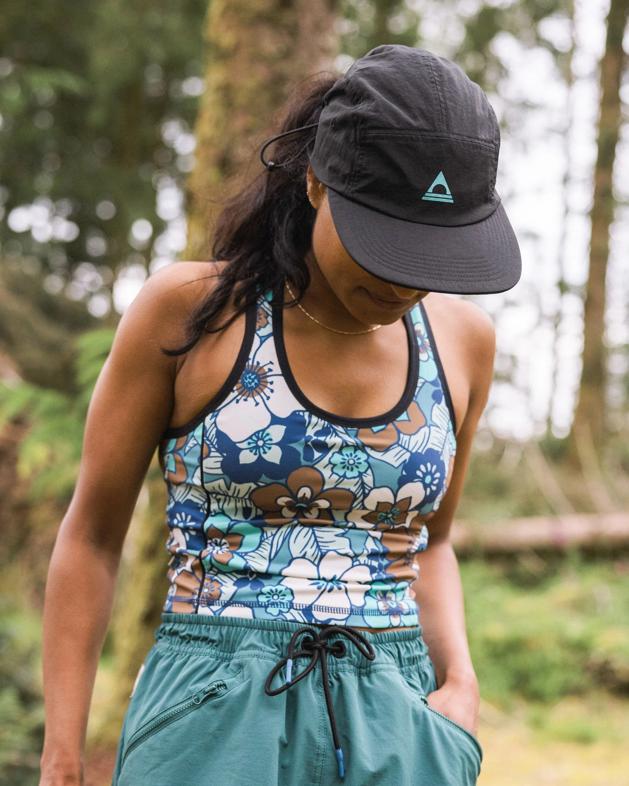 Mantra Active Crop Top - Vintage Floral Aqua - Image 4