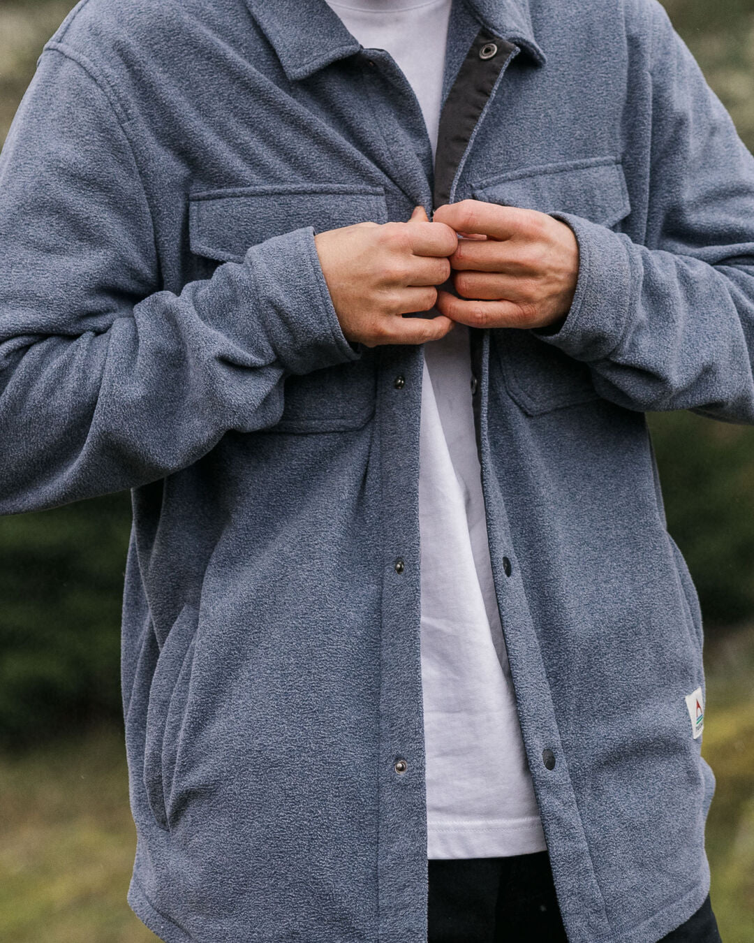 Maple Polar Fleece Shirt - Navy Marl - Image 3
