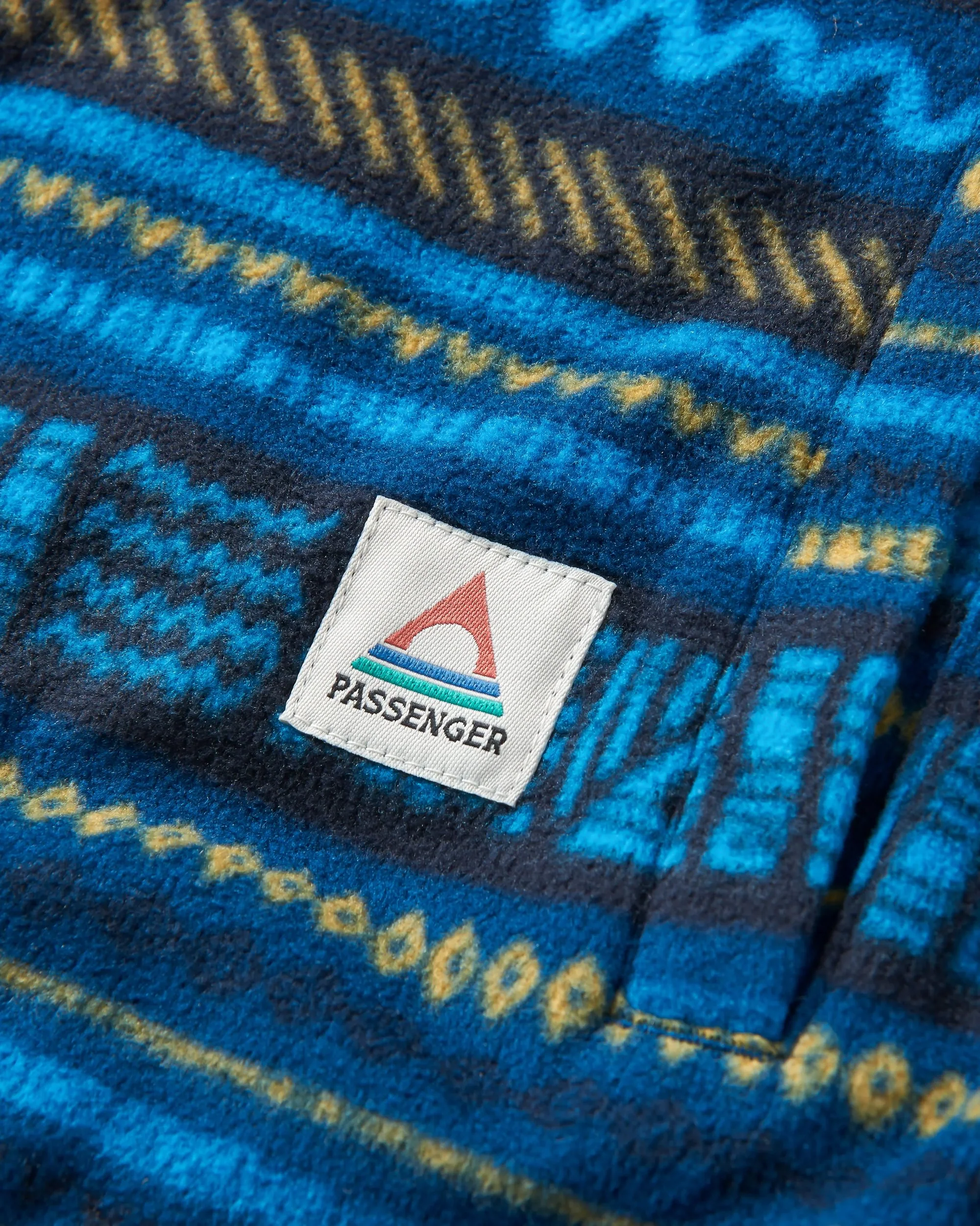 Maple Polar Fleece Shirt - Patchwork Stripe Tidal Blue - Image 6