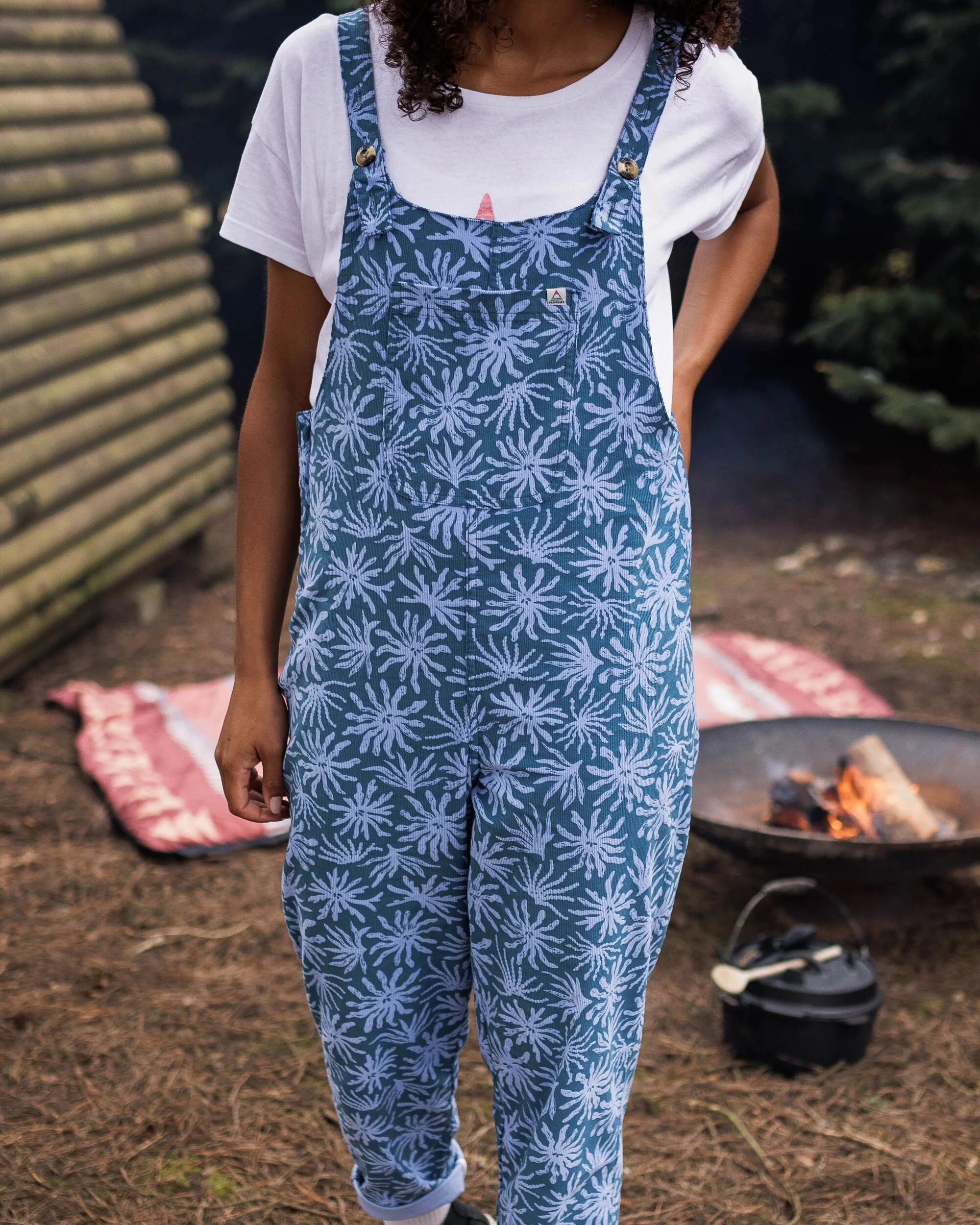 Meadows Organic Cotton Cord Dungarees - Seaweed Blue Steel - Image 4