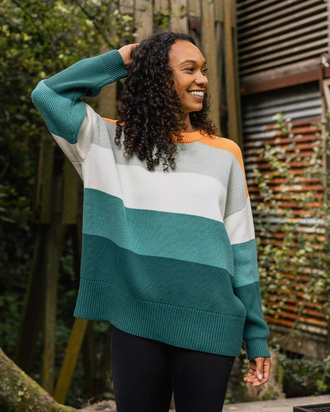 Moments Oversized Organic Knitted Jumper - Multi Stripe - Image 5