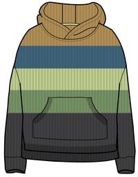 Moments Oversized Organic Knitted Hoodie - Mustard Yellow Multi Stripe - Image 5