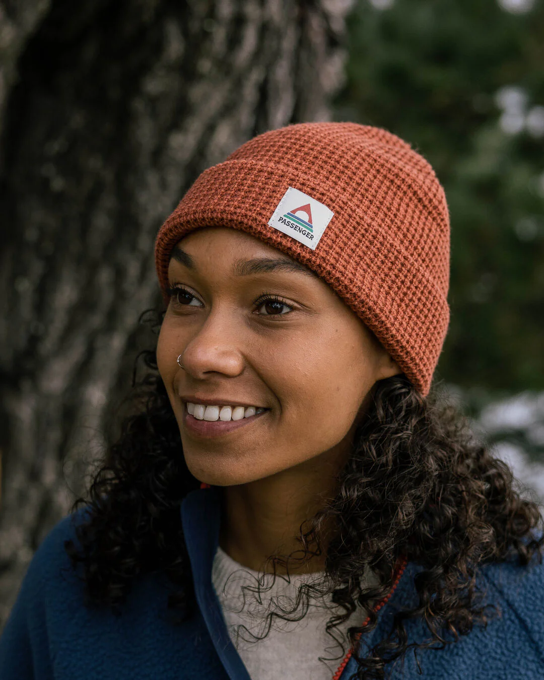 Moss Double Layer Waffle Beanie - Baked Clay - Image 3