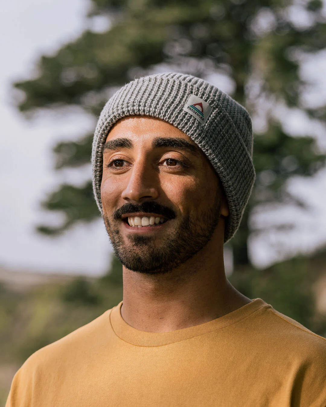 Moss Double Layer Waffle Beanie - Grey Marl - Image 4