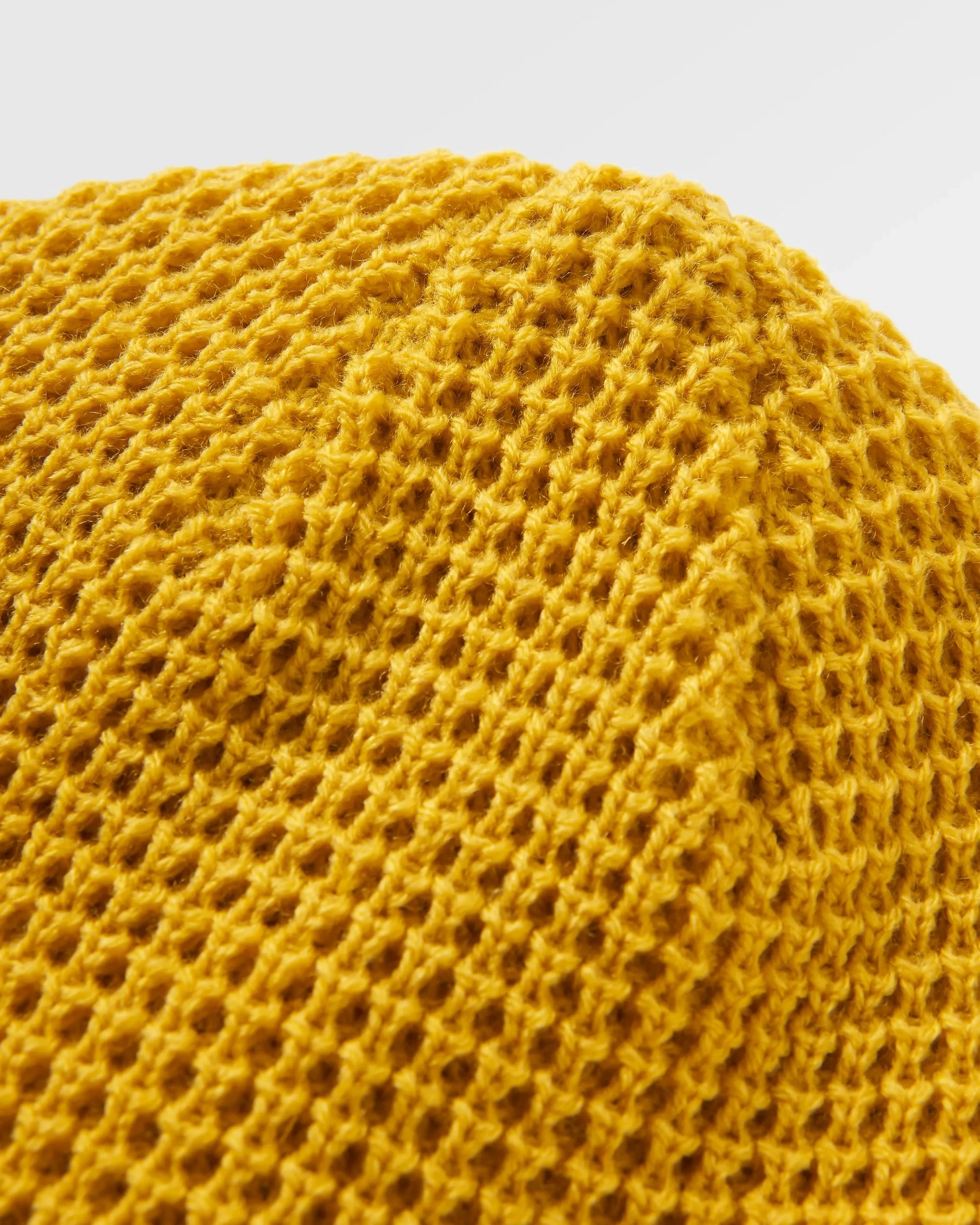 Moss Double Layer Waffle Beanie - Mustard Yellow - Image 3