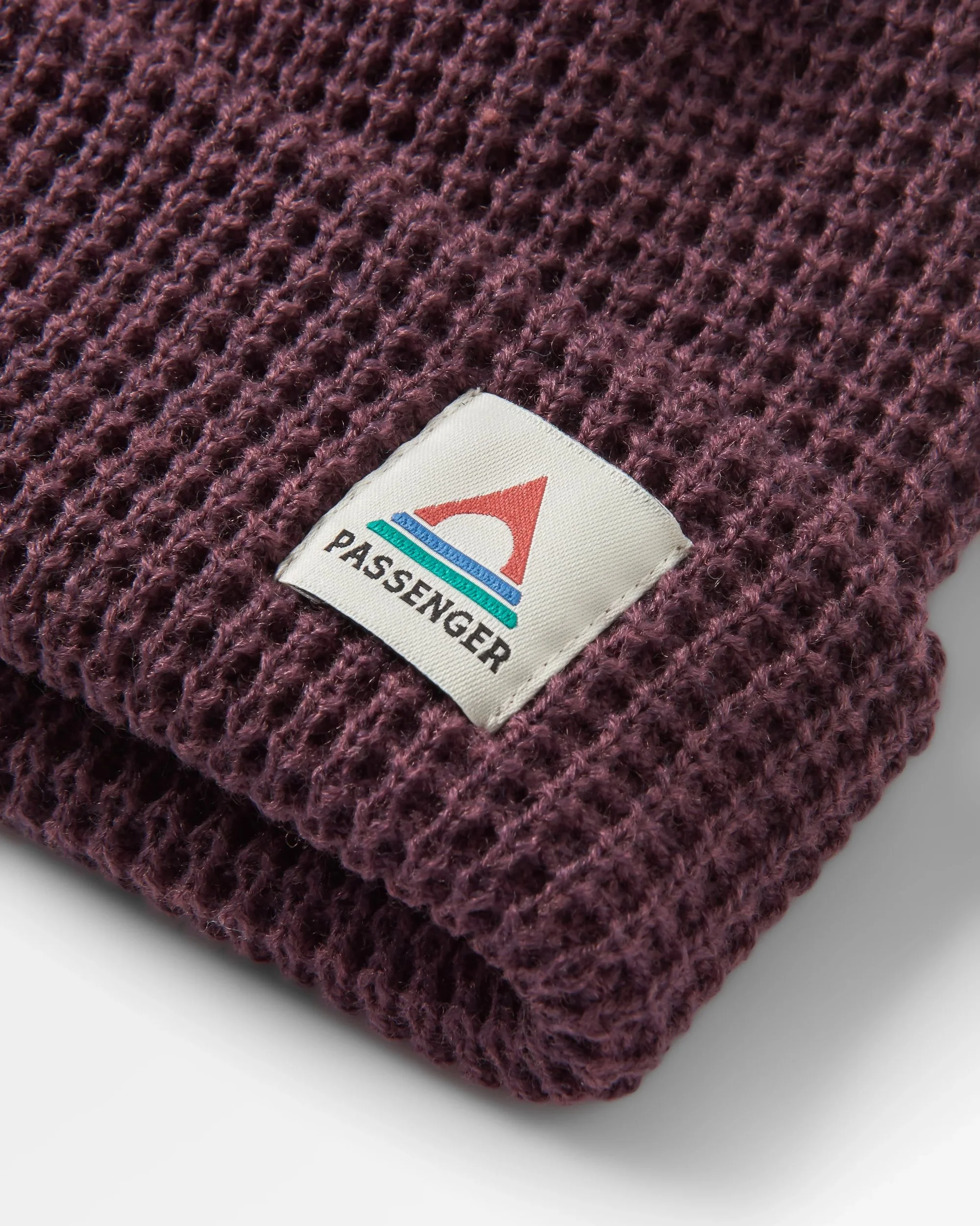 Moss Double Layer Waffle Beanie - Deep Plum - Image 3