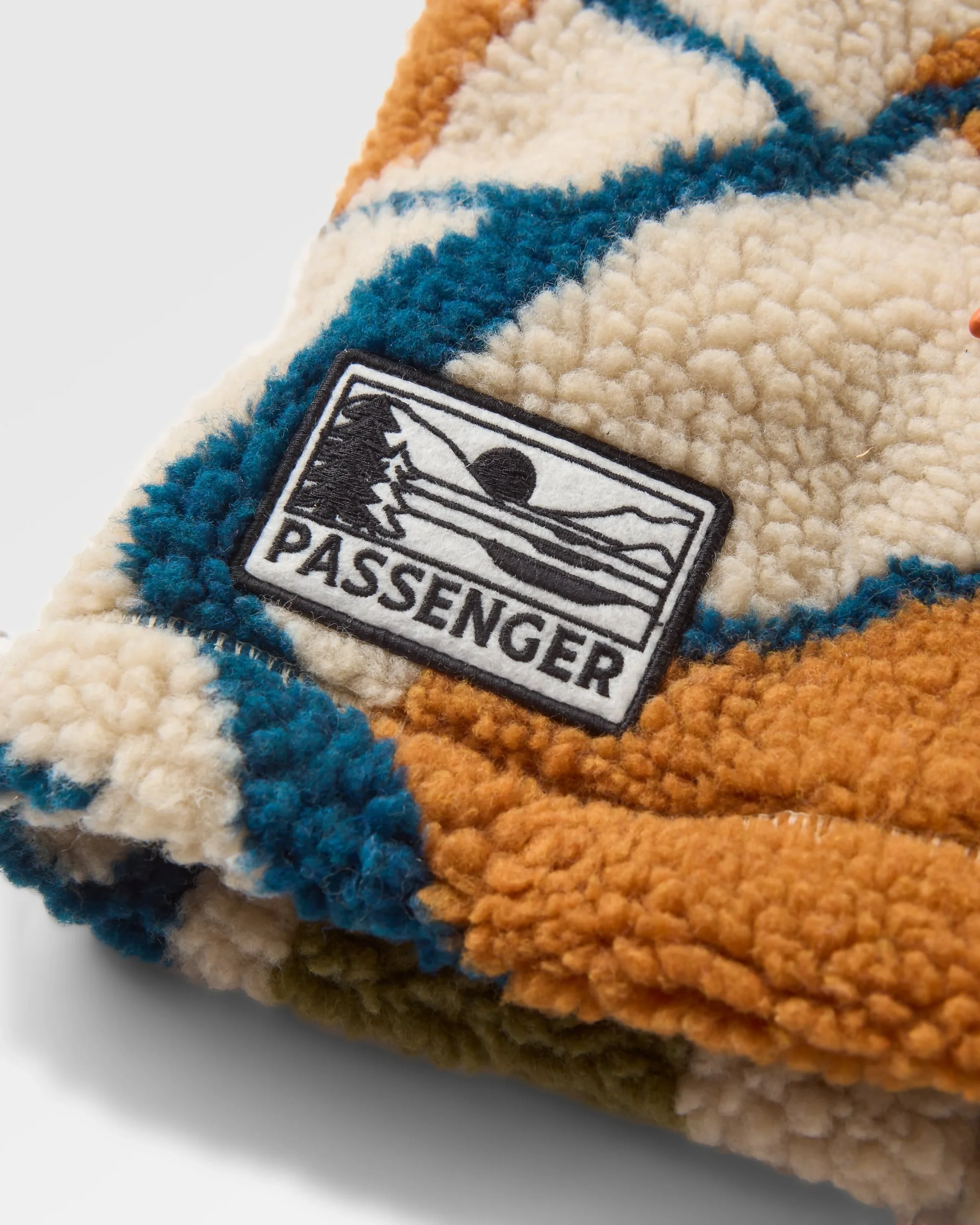 Mulled Sherpa Fleece Snood - Abstract Trails Pebble Grey - Image 2