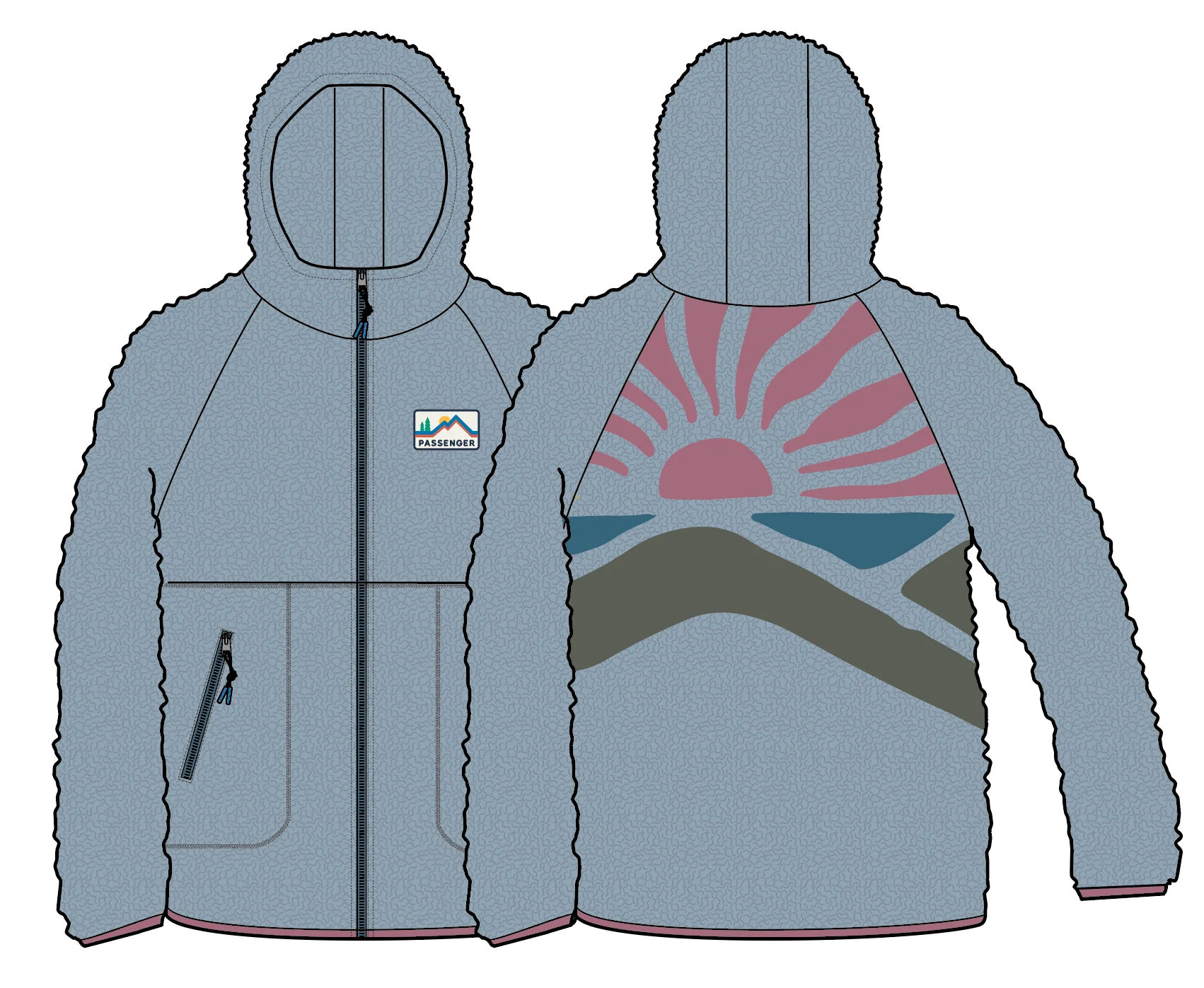 North Coast Vista Full Zip Sherpa Fleece - Blue Fog - Image 13