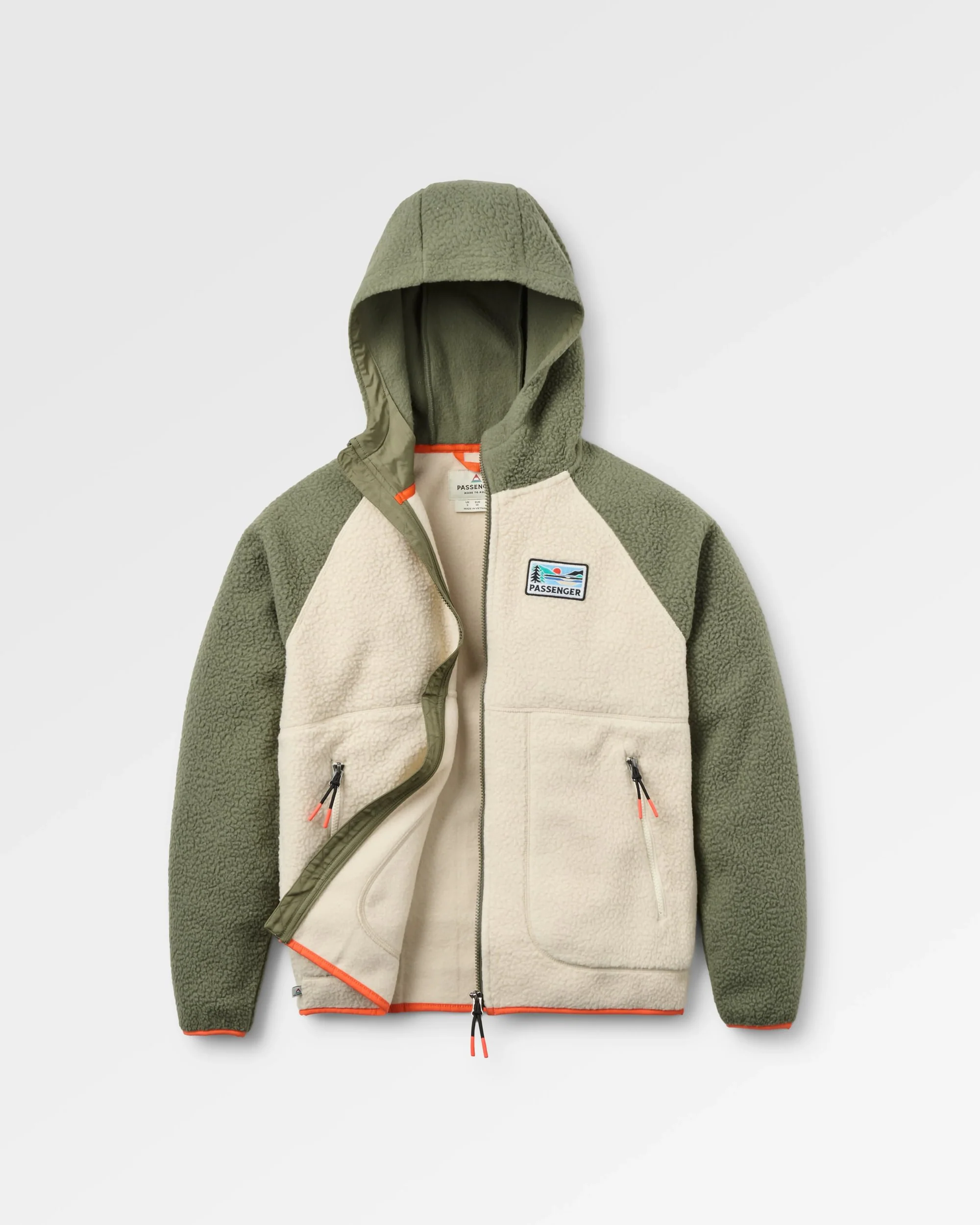 North Coast Full Zip Sherpa Fleece - Dusty Olive/Oatmeal