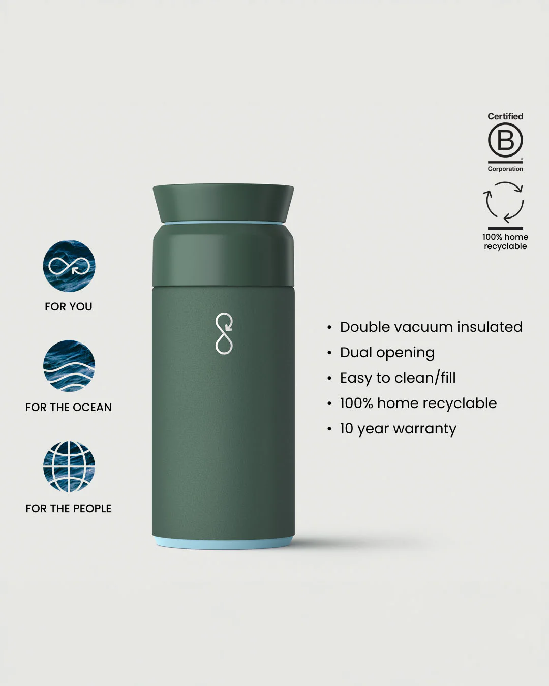 Ocean Bottle Brew Flask 350ml - Passenger Forest Green - Image 4