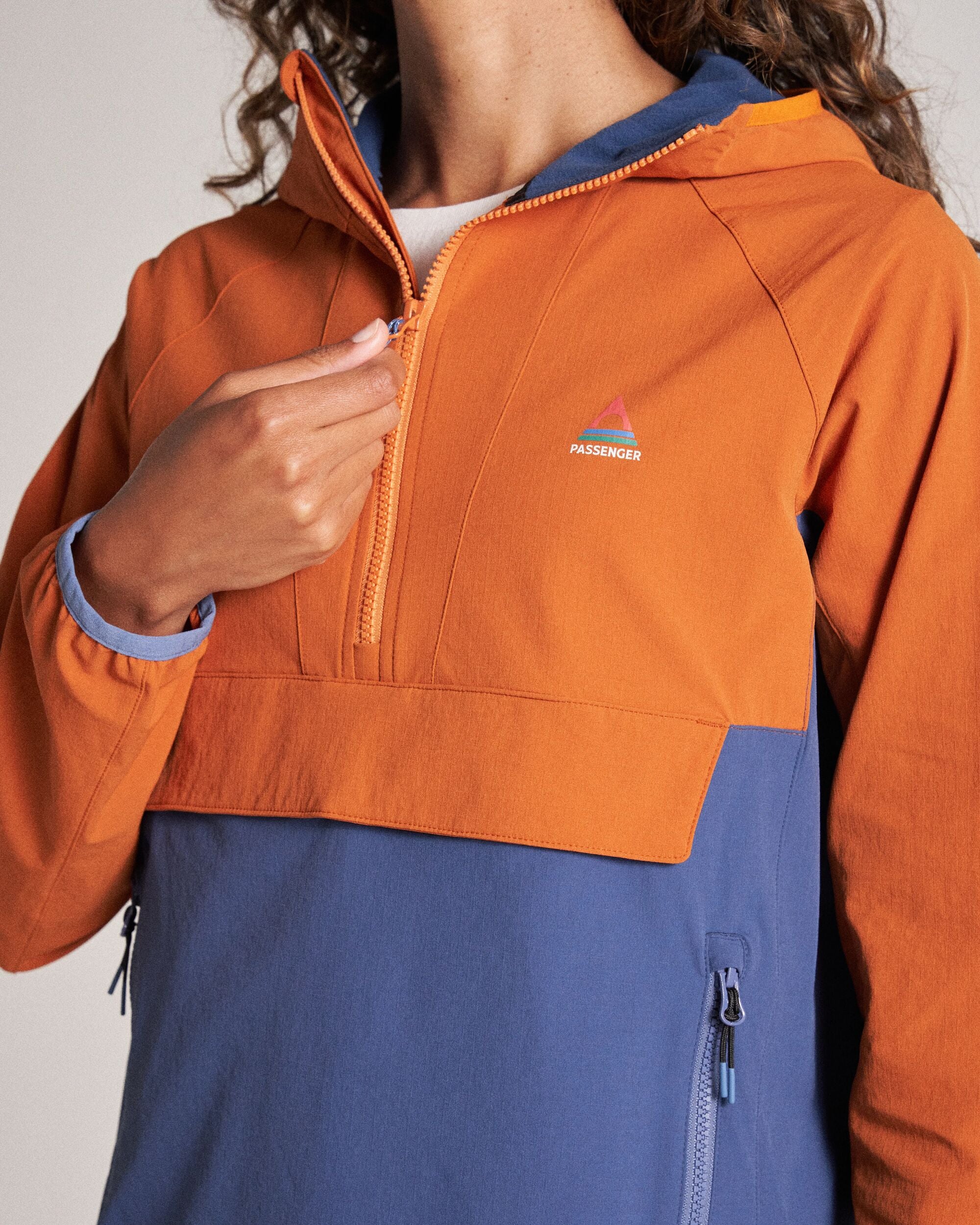 Ocean Light Softshell Anorak - Dark Denim/Sunset Orange - Image 5