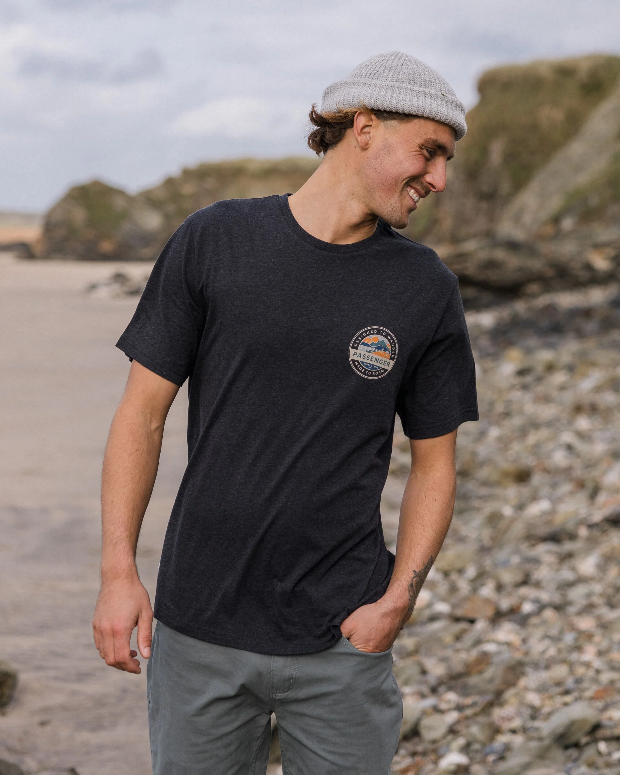 Odyssey Organic Cotton T-Shirt - Ebony Marl - Image 2