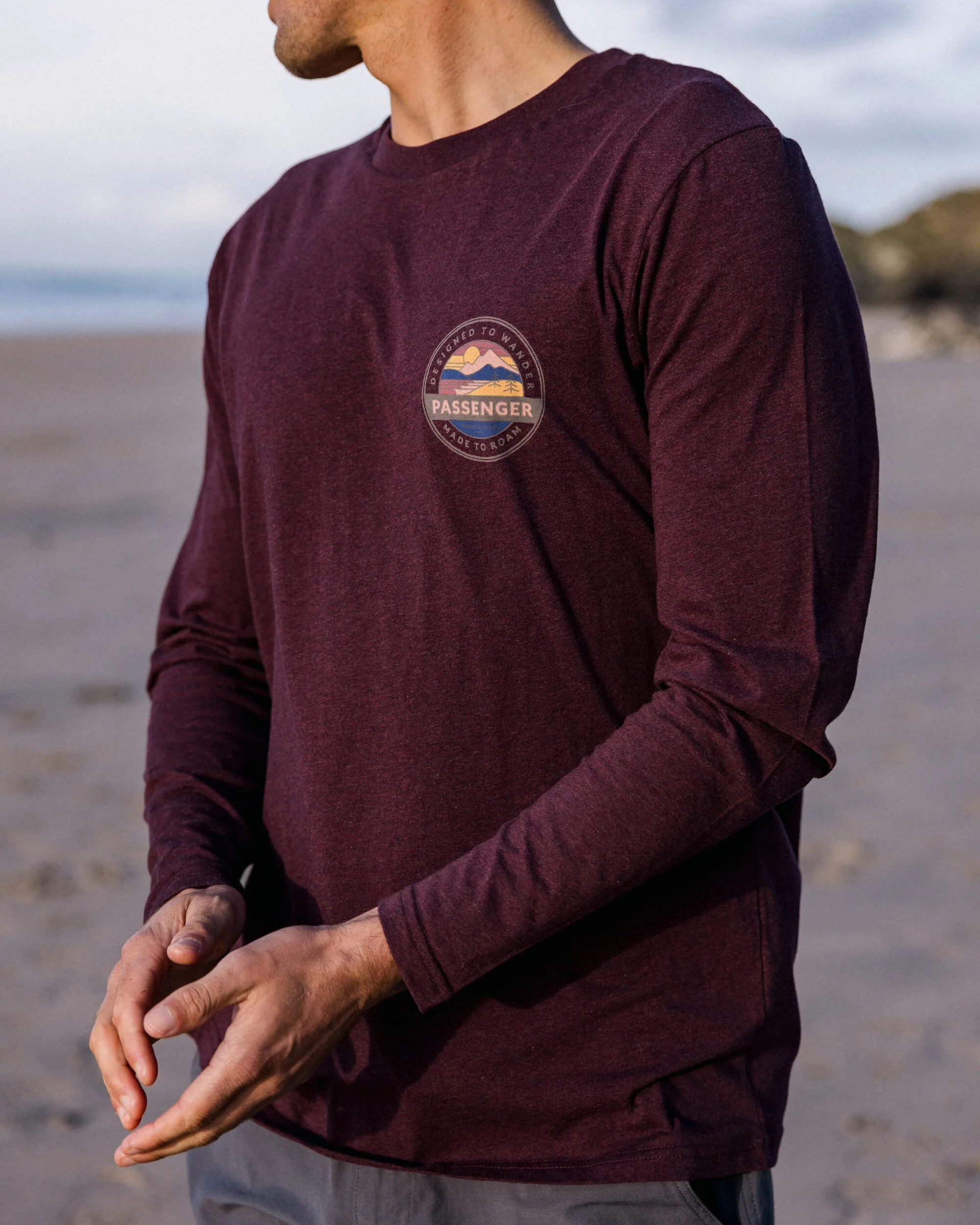 Odyssey LS T-Shirt - Wine Marl - Image 2