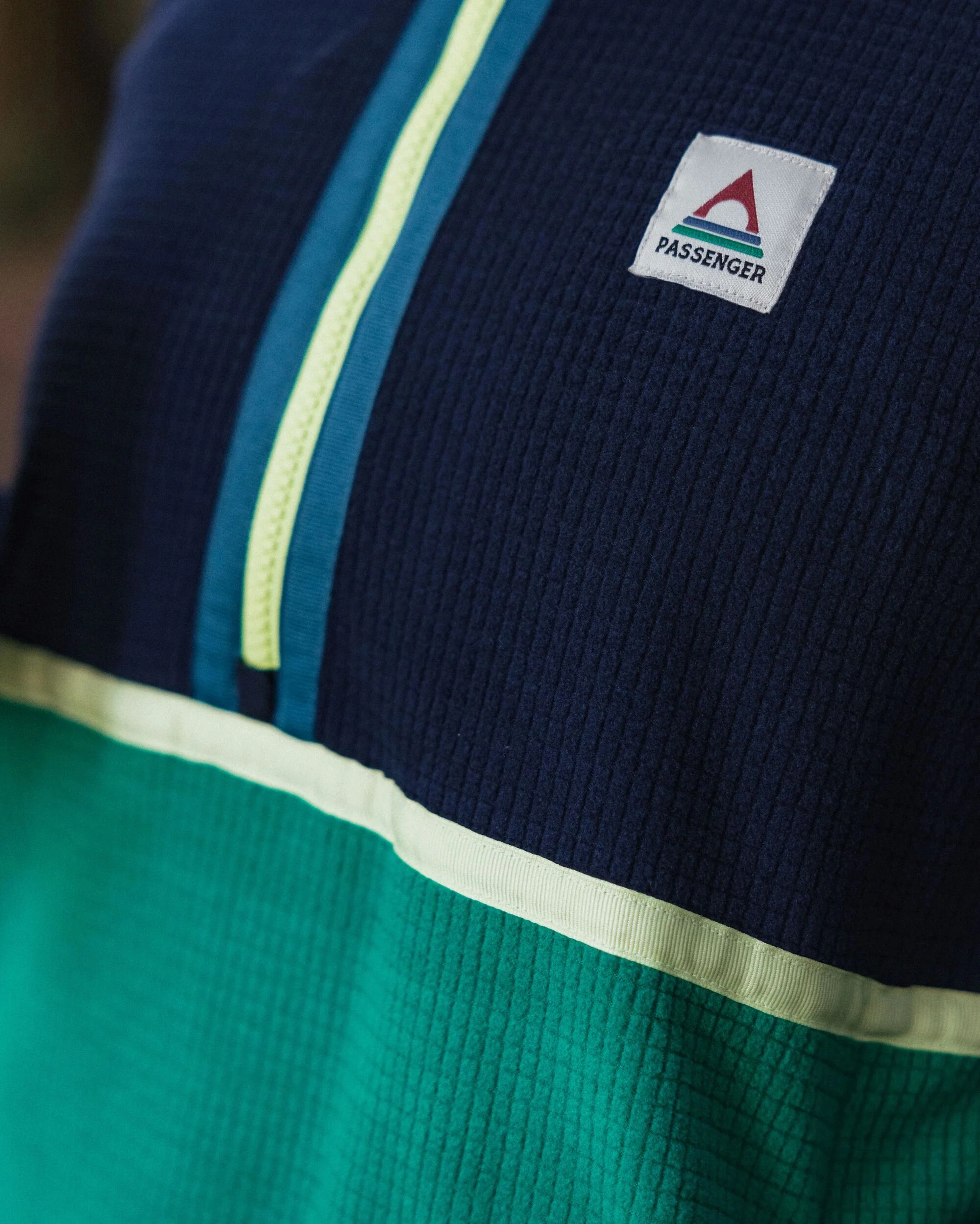 Off Trail Grid Polar Fleece - Rich Navy/Green Lake - Image 6