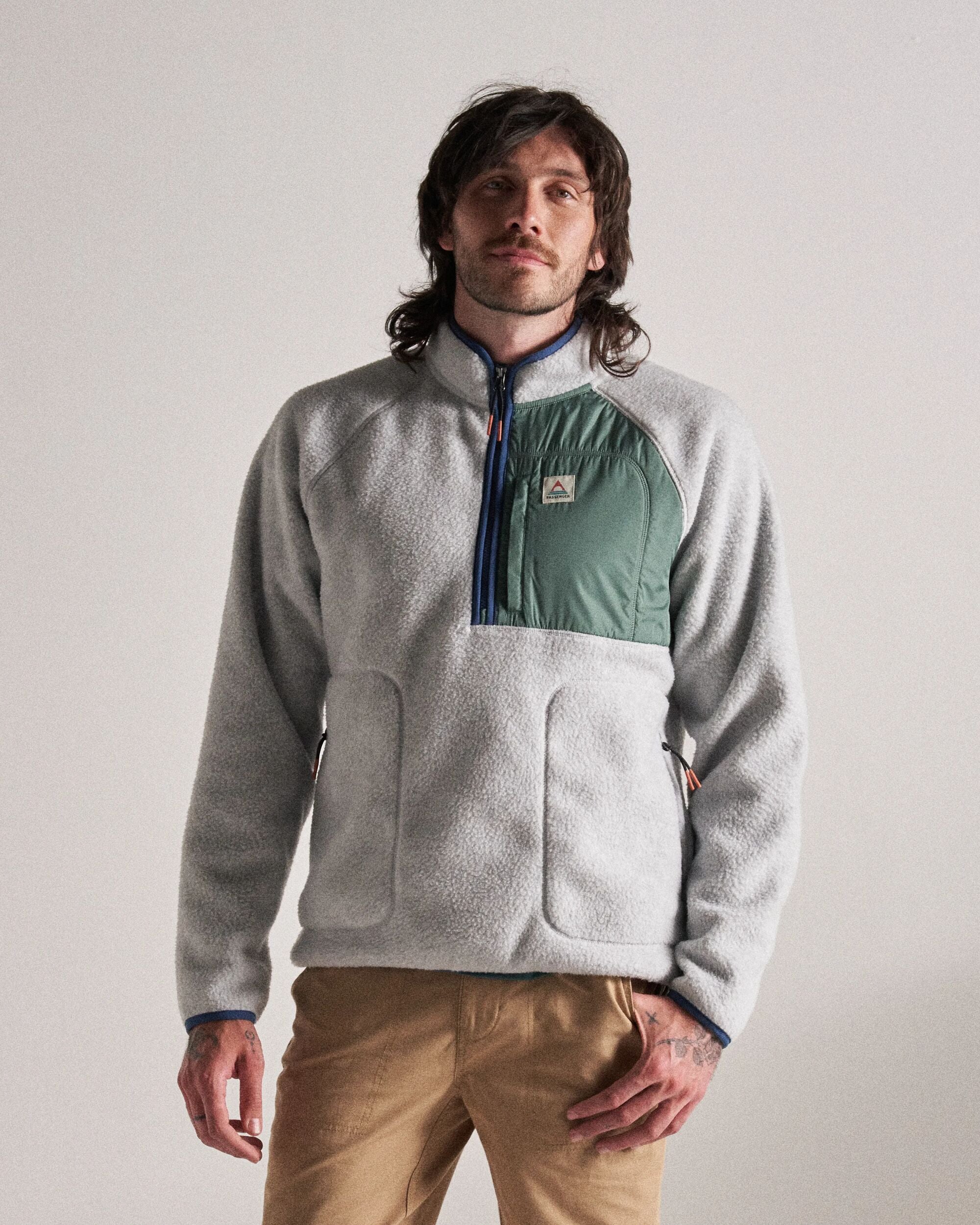 Offgrid 1/2 Zip Sherpa Fleece - Grey Marl 2 - Image 5