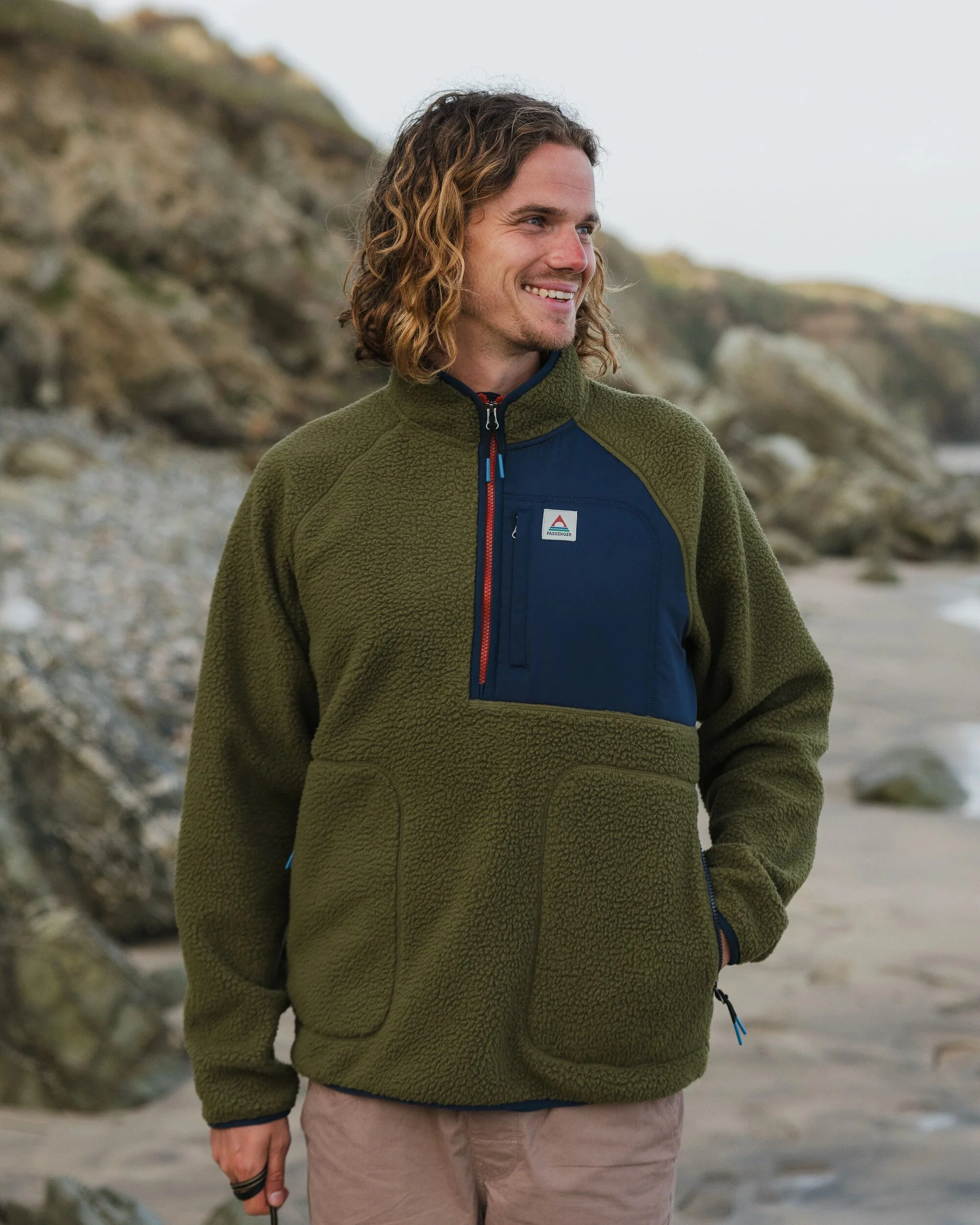 Offgrid 1/2 Zip Sherpa Fleece - Khaki - Image 3