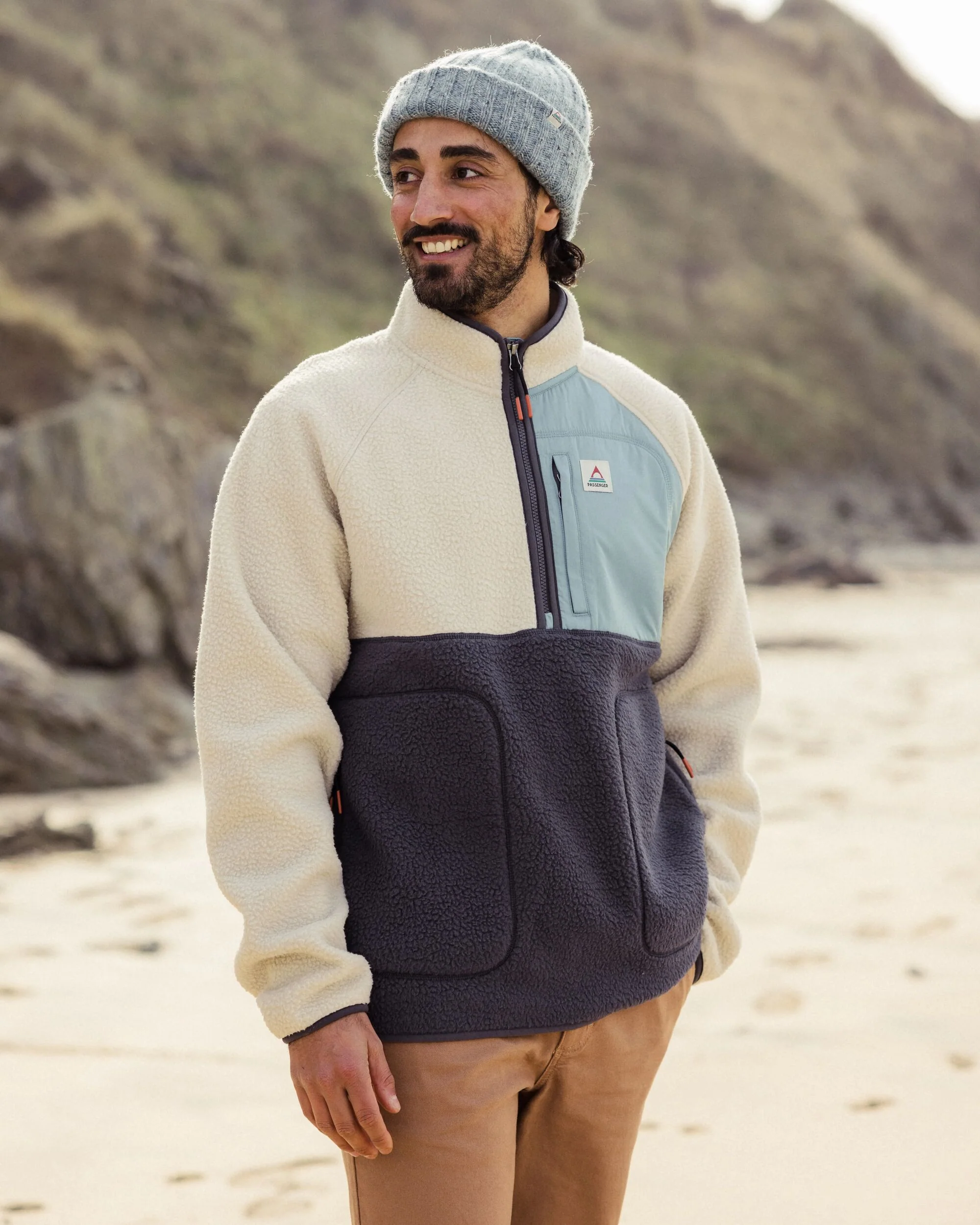 Offgrid 1/2 Zip Sherpa Fleece - Oatmeal/Charcoal - Image 5