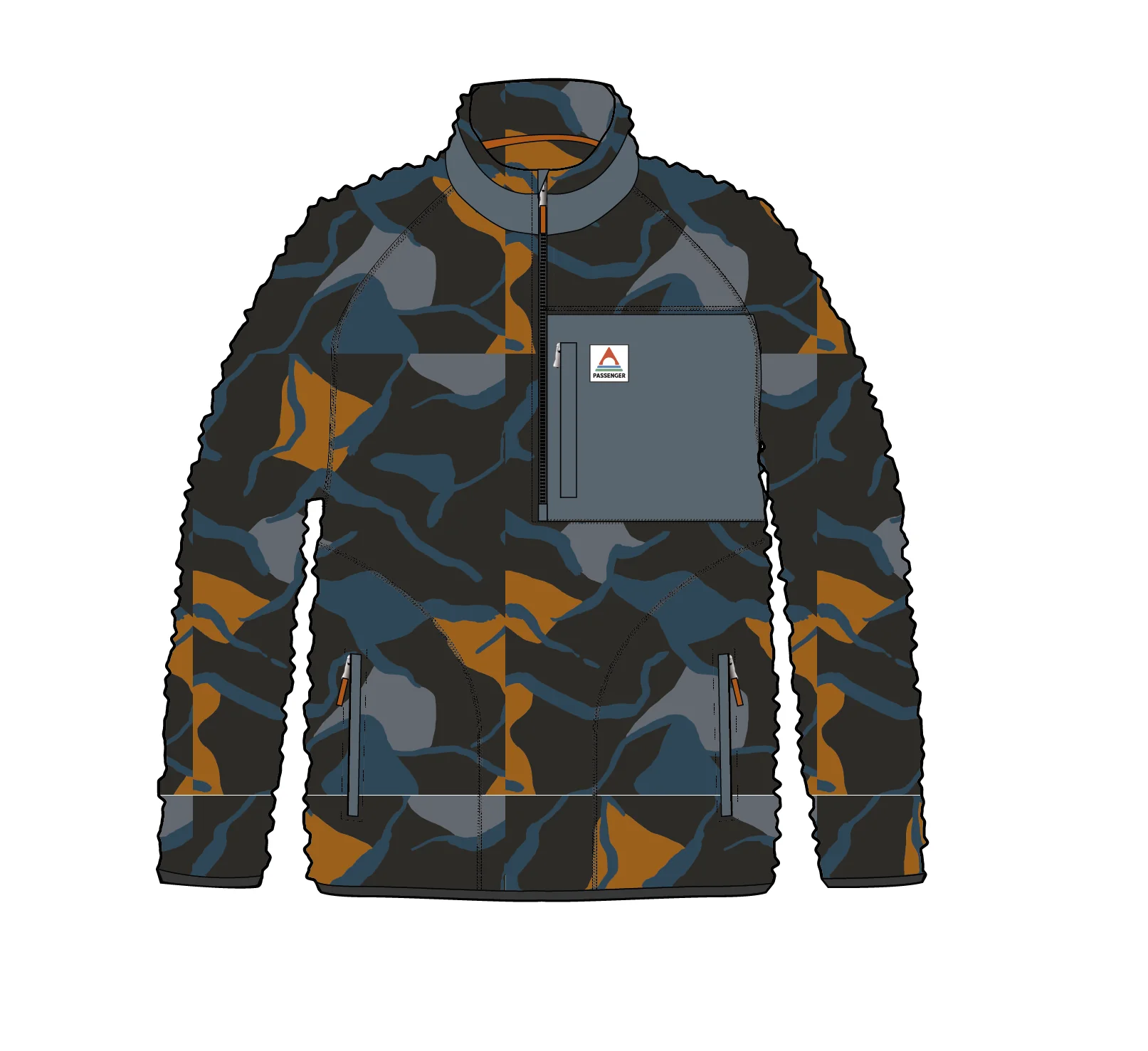Offroad Sherpa 1/2 Zip Fleece - Abstract Trails Black - Image 9