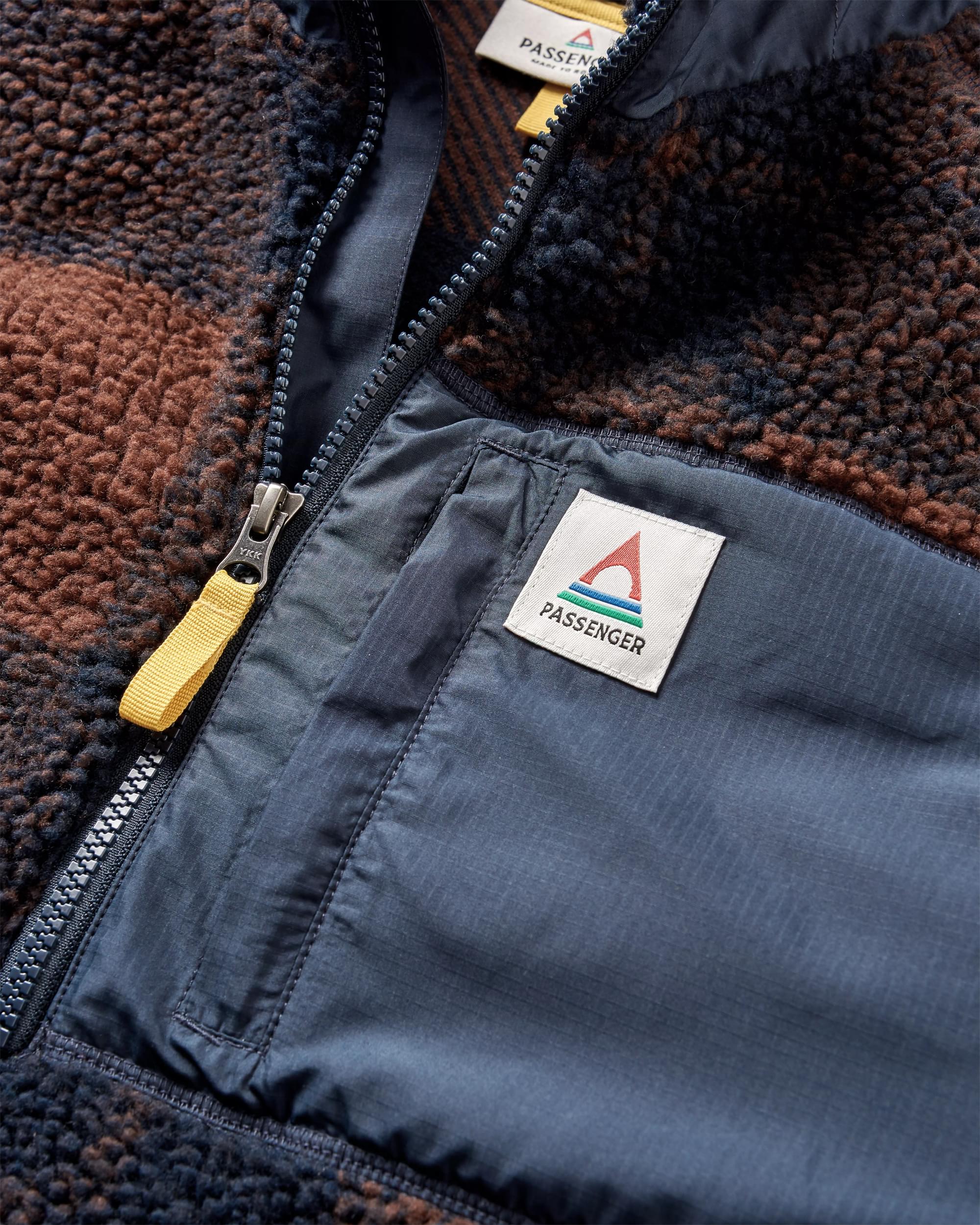 Offroad Sherpa 1/2 Zip Fleece - Chestnut/Deep Navy Check - Image 5