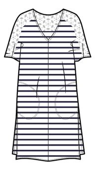 Olive Oversized T-Shirt Dress - Navy Stripe - Image 7