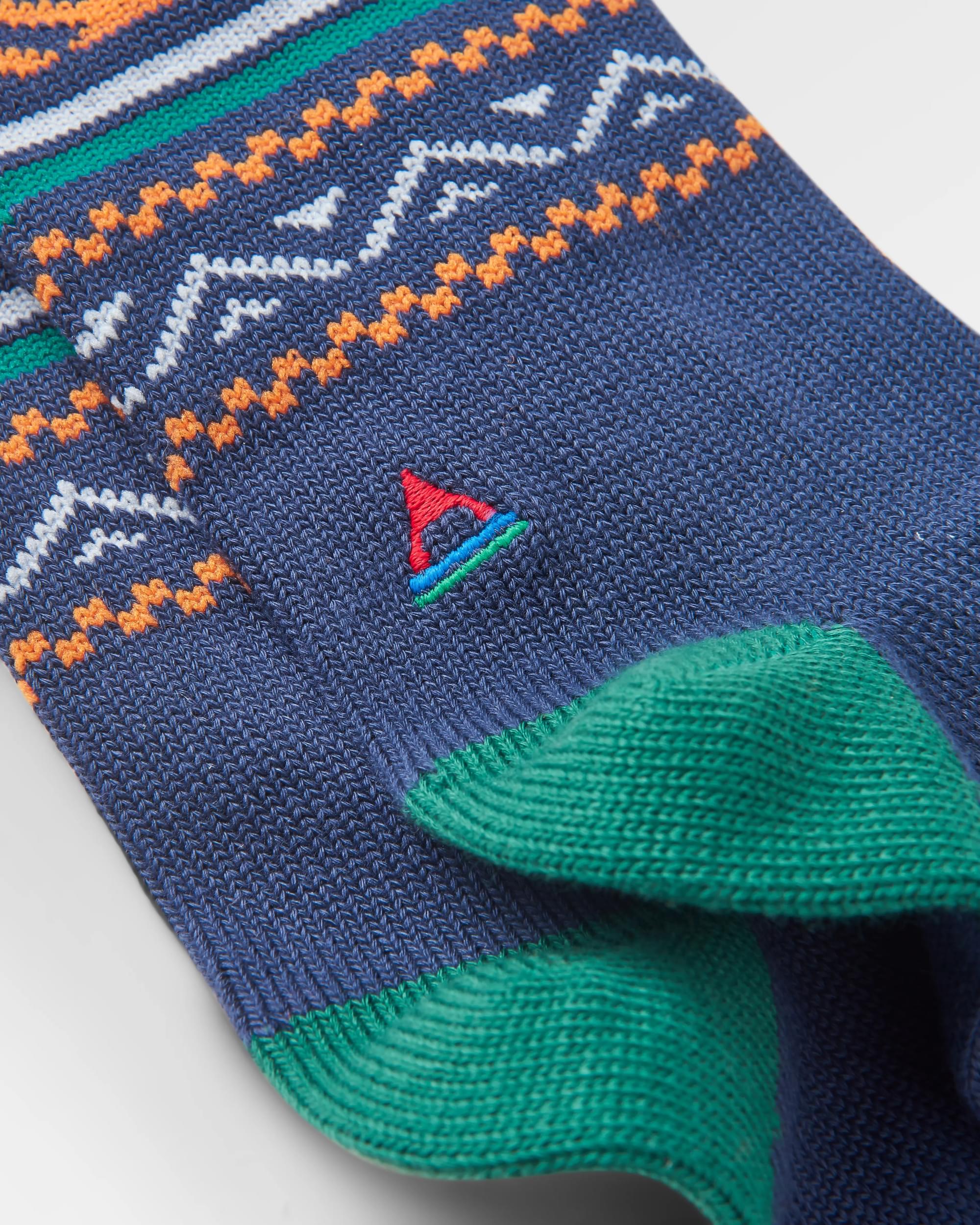 Organic Midweight Patterned Socks - Deep Navy - Image 2