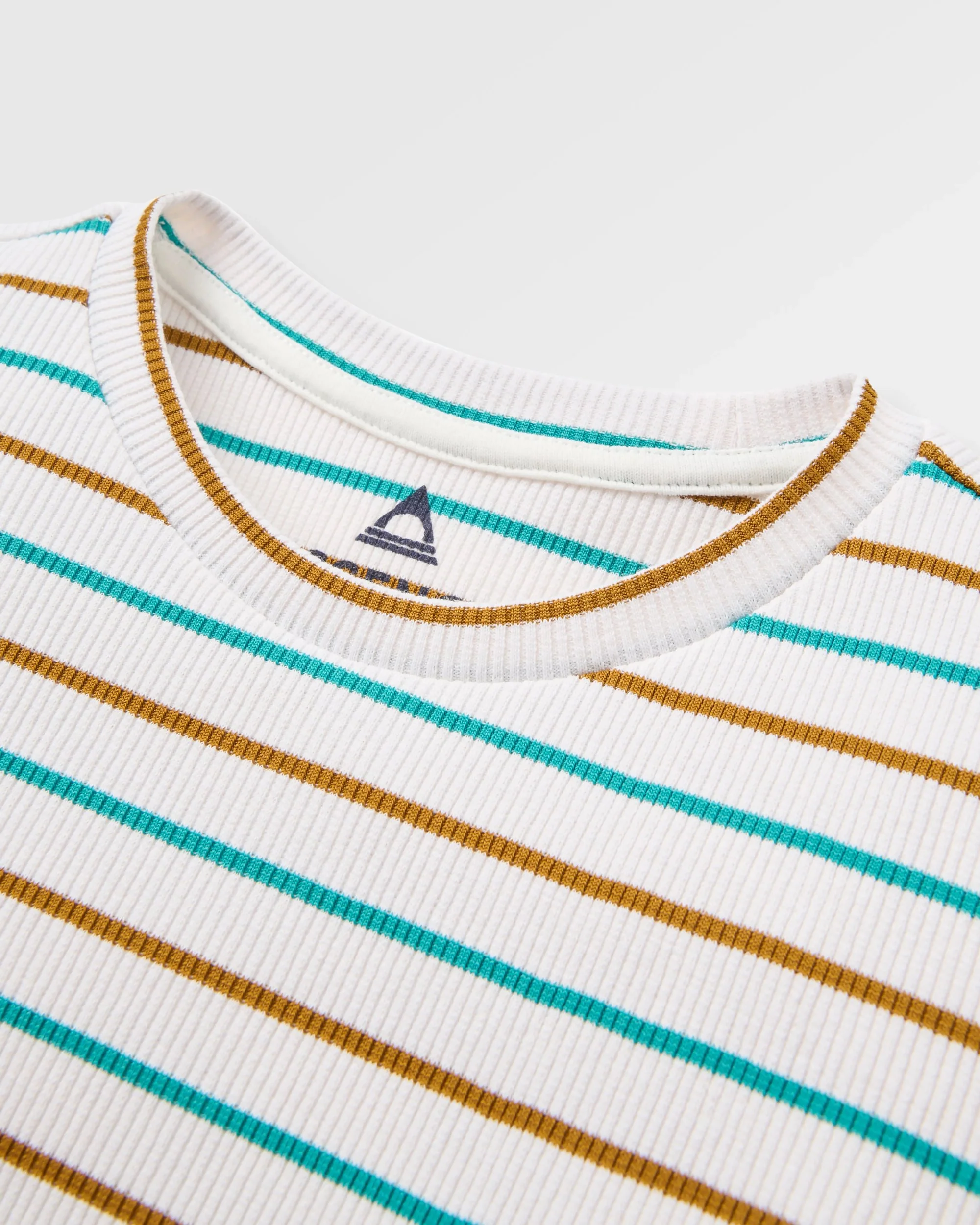 Out There Ribbed Cropped T-Shirt - Spruce Yellow/Aqua Stripe - Image 3