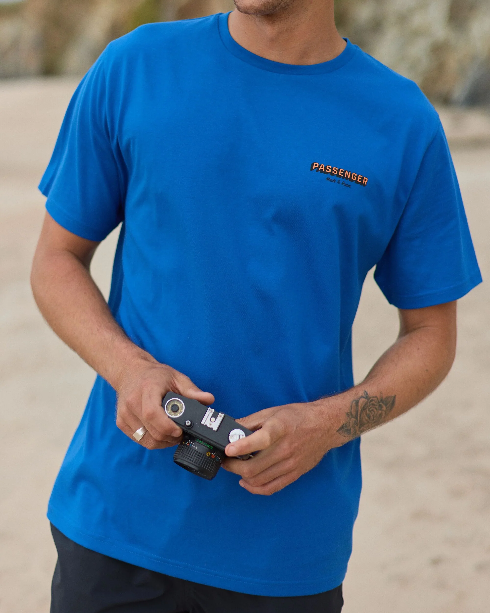 Outdoor Gear Organic Cotton T-Shirt - Azure Blue - Image 3