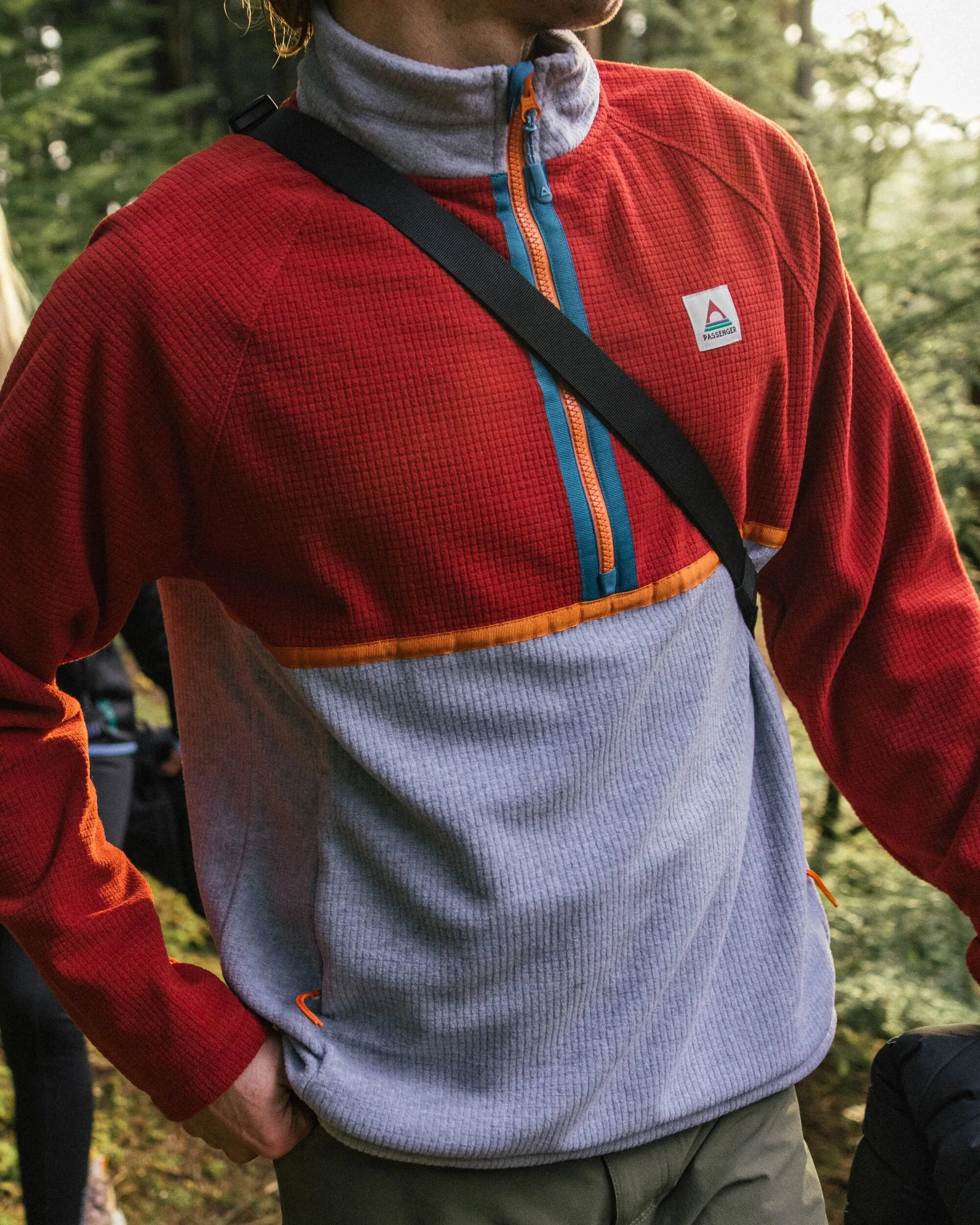 Overlook Grid Polar Fleece - Red Ochre/Grey Marl - Image 5