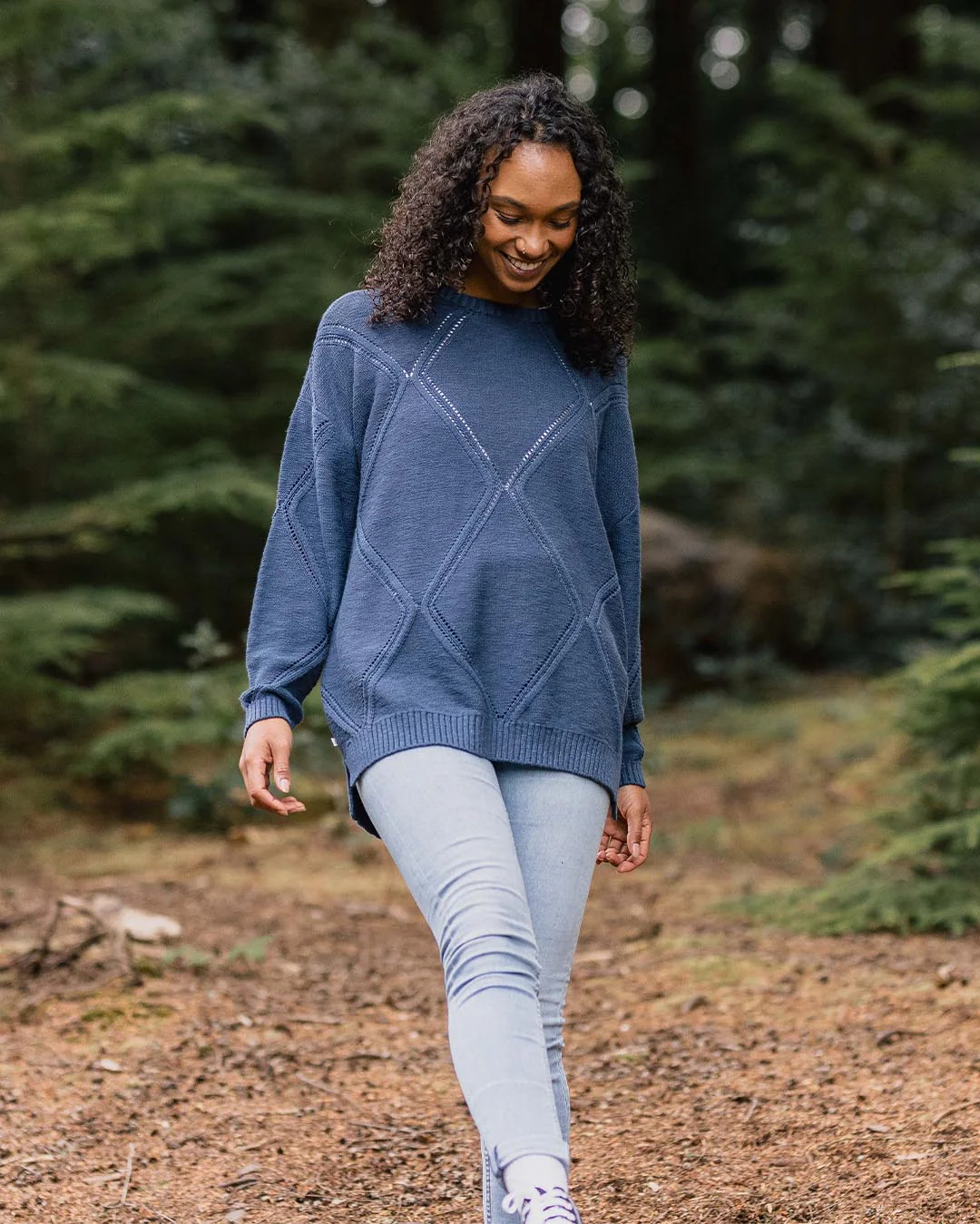 Palm Organic Oversized Knitted Jumper - Dark Denim - Image 2